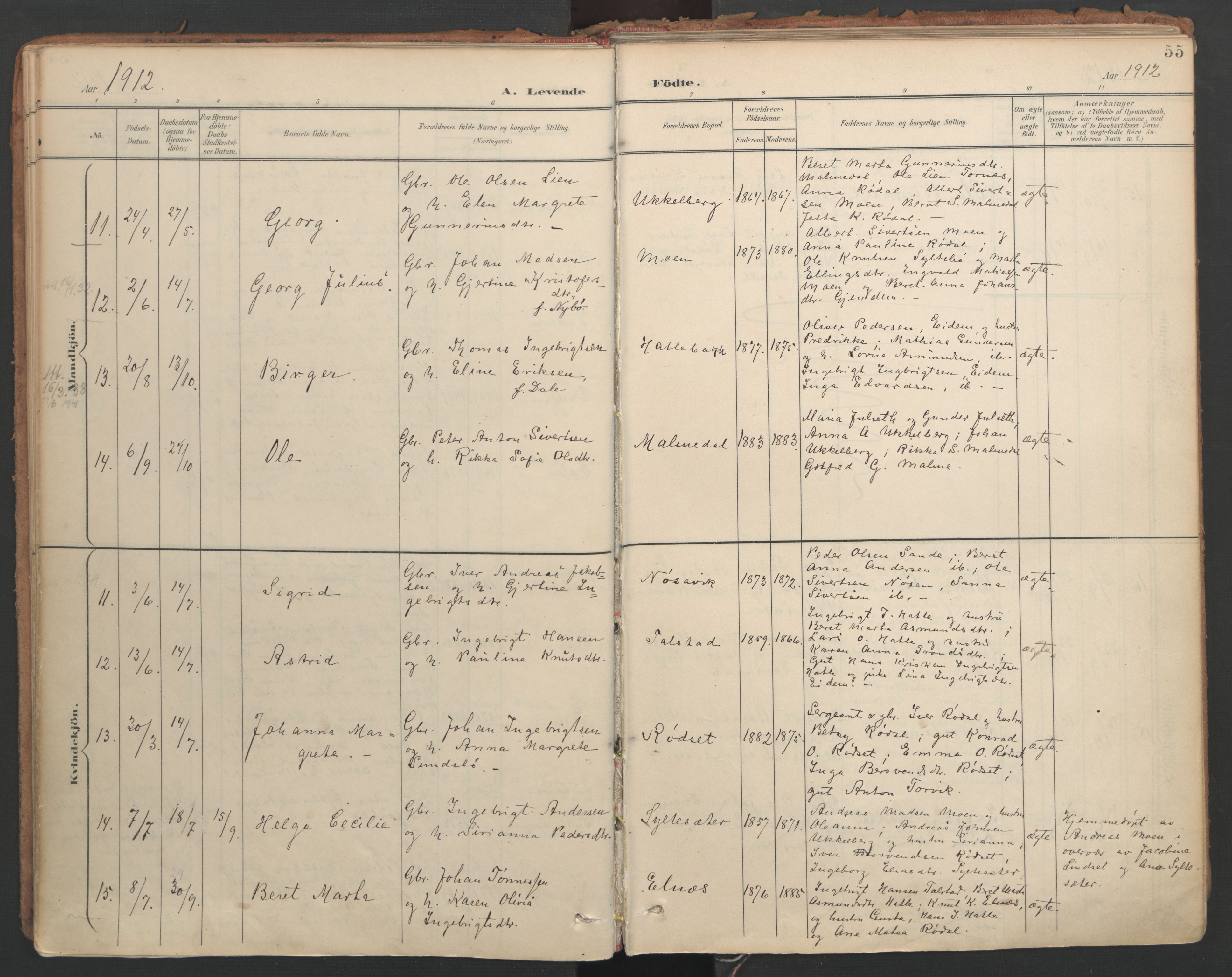 Ministerialprotokoller, klokkerbøker og fødselsregistre - Møre og Romsdal, AV/SAT-A-1454/564/L0741: Parish register (official) no. 564A02, 1900-1976, p. 55
