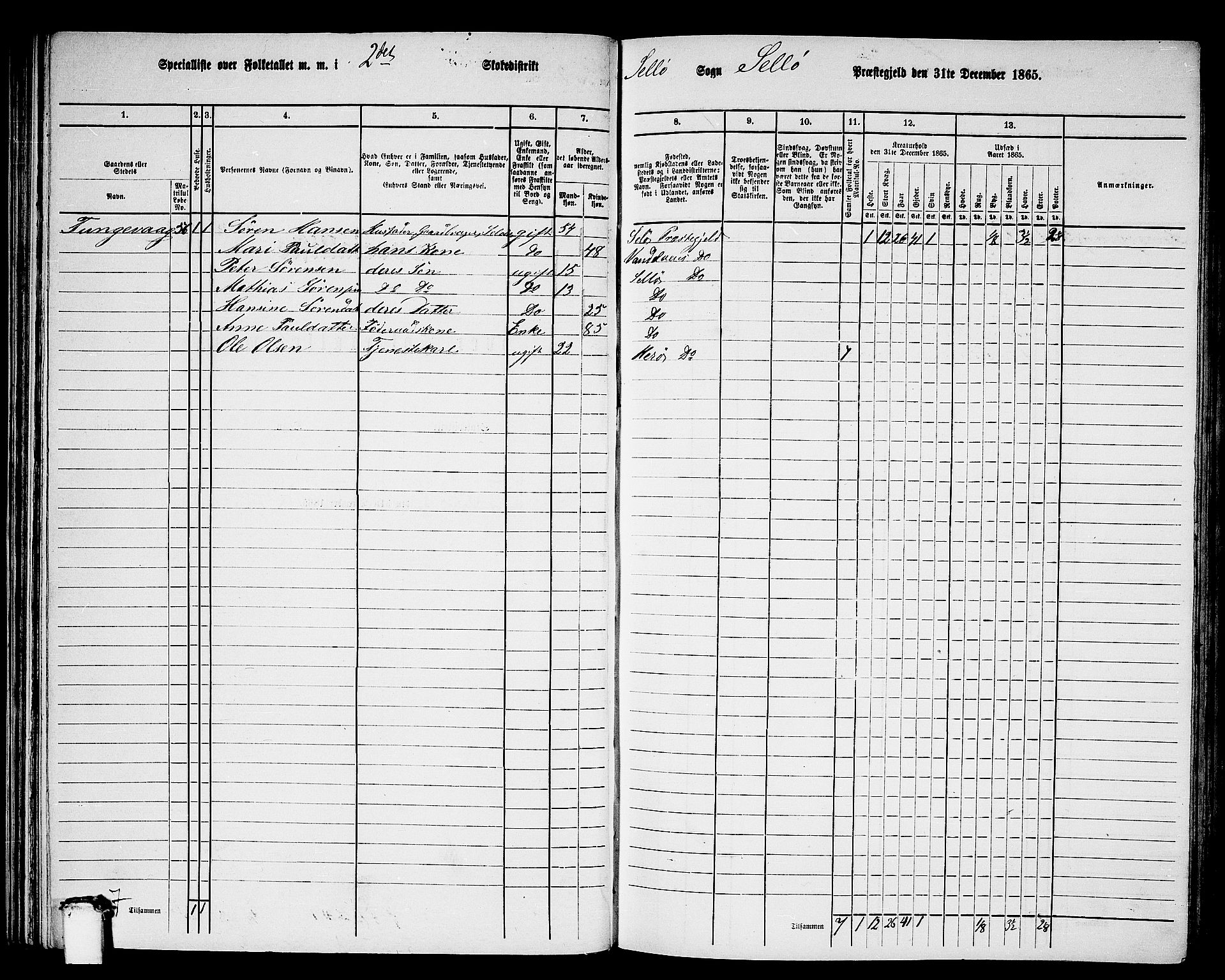 RA, 1865 census for Selje, 1865, p. 49