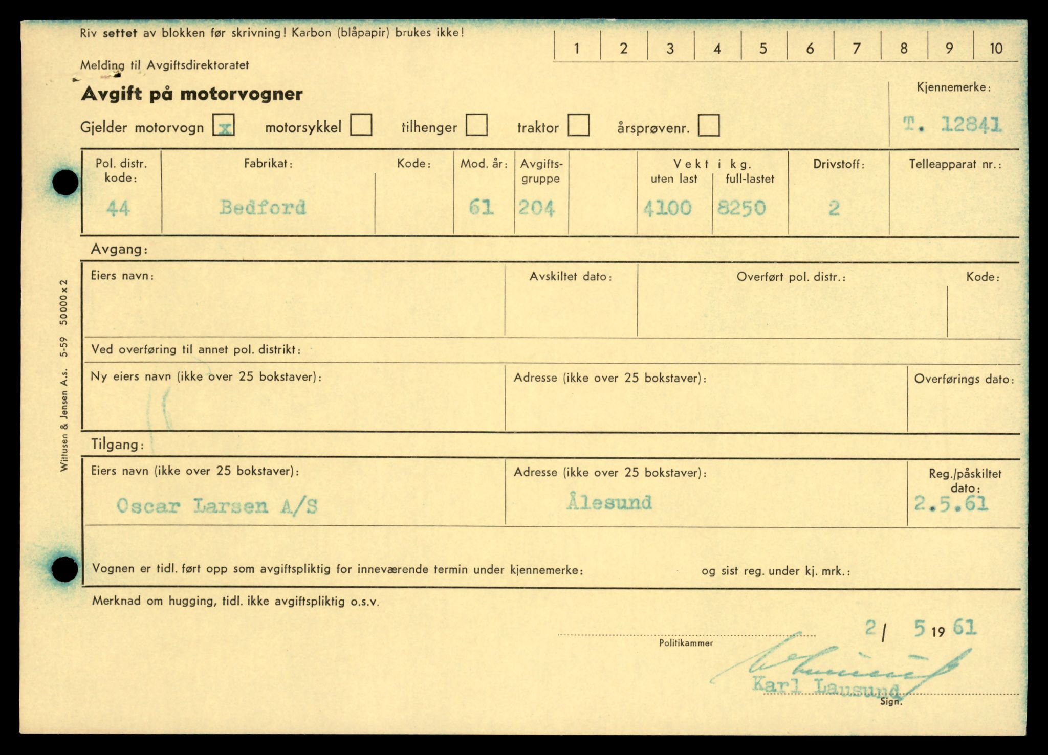 Møre og Romsdal vegkontor - Ålesund trafikkstasjon, AV/SAT-A-4099/F/Fe/L0036: Registreringskort for kjøretøy T 12831 - T 13030, 1927-1998, p. 247