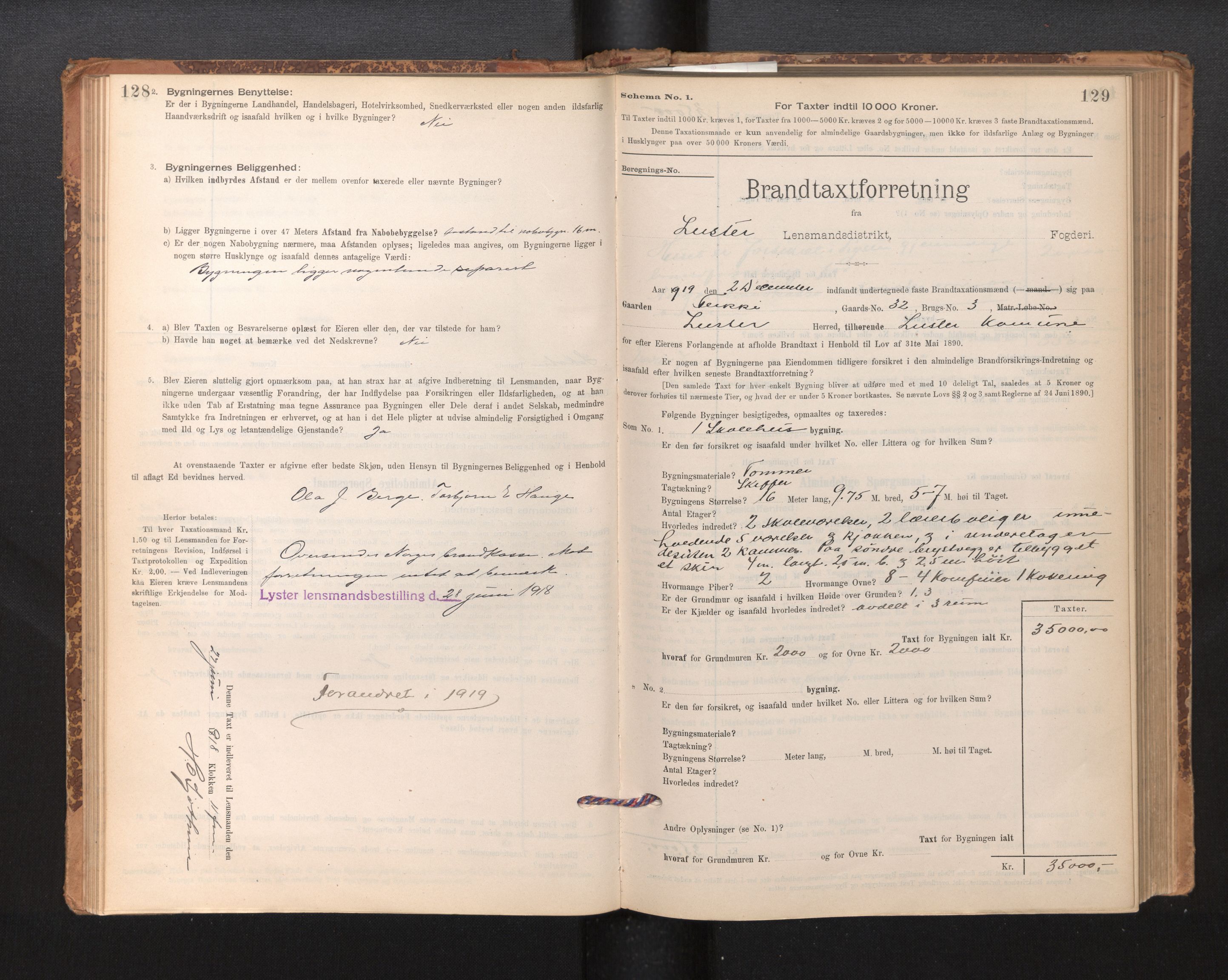 Lensmannen i Luster, SAB/A-29301/0012/L0007: Branntakstprotokoll, skjematakst, 1895-1935, p. 128-129
