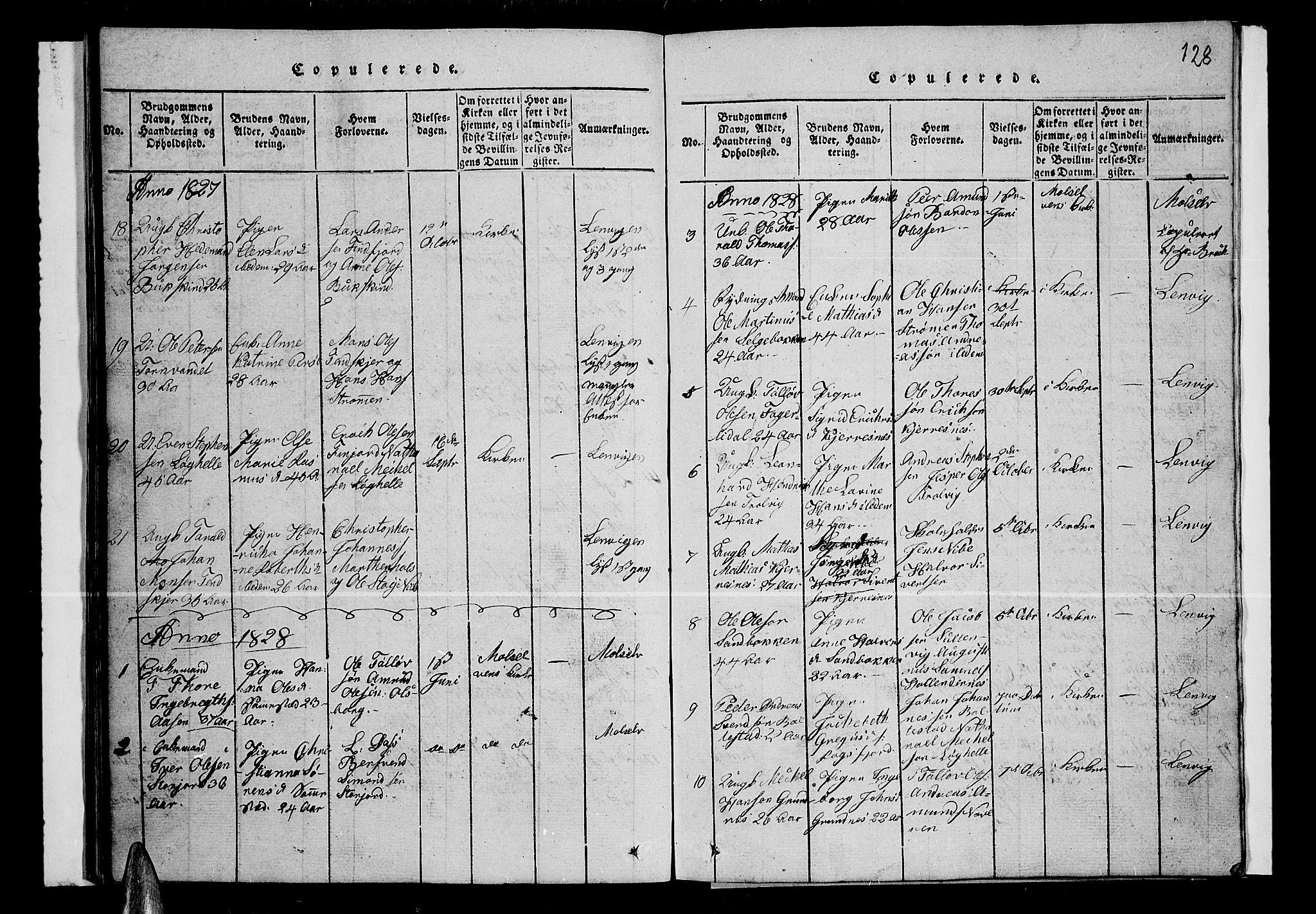 Lenvik sokneprestembete, SATØ/S-1310/H/Ha/Hab/L0001klokker: Parish register (copy) no. 1, 1822-1837, p. 128