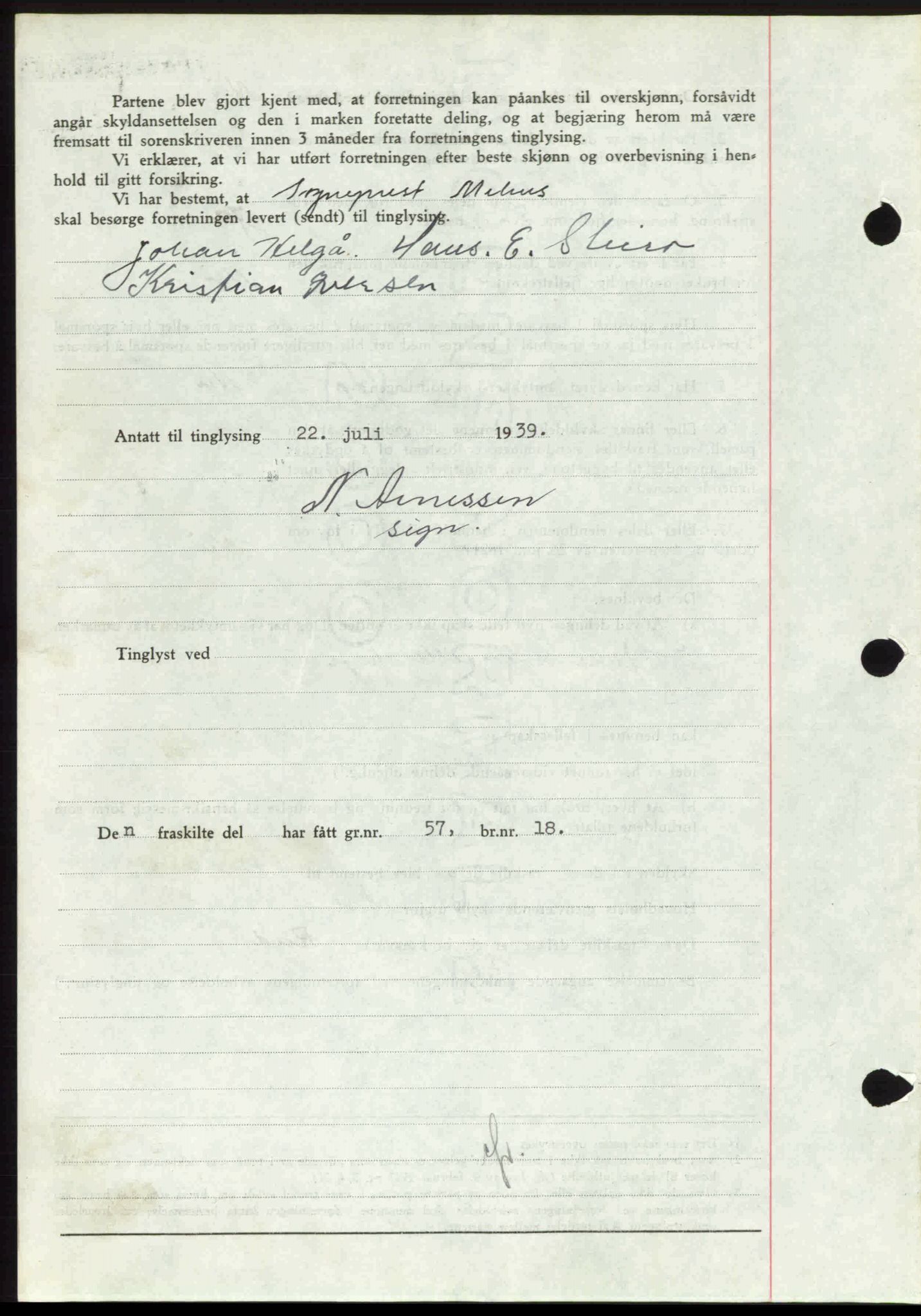 Rana sorenskriveri , SAT/A-1108/1/2/2C: Mortgage book no. A 6, 1939-1940, Diary no: : 1156/1939