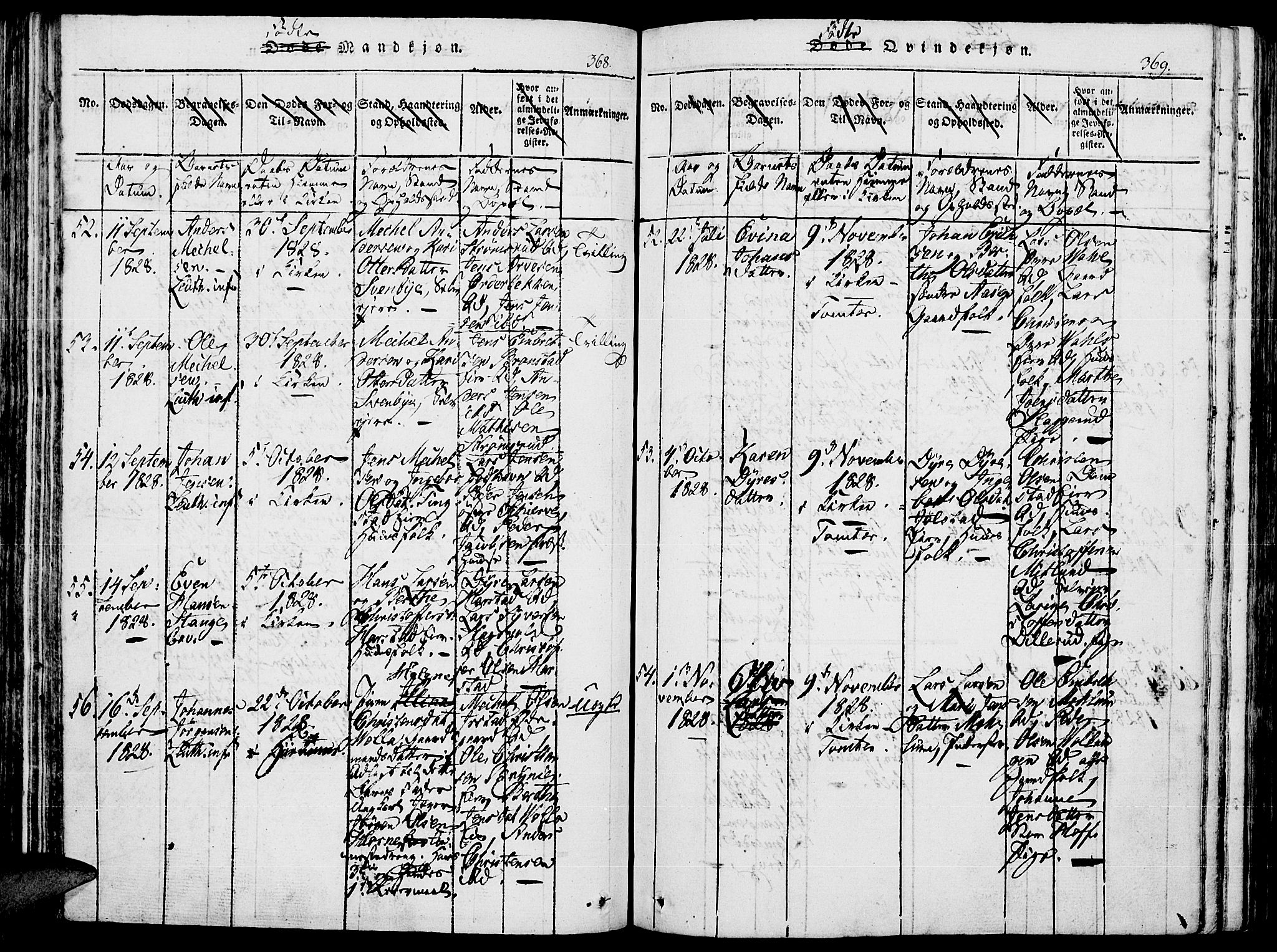 Romedal prestekontor, SAH/PREST-004/K/L0002: Parish register (official) no. 2, 1814-1828, p. 368-369