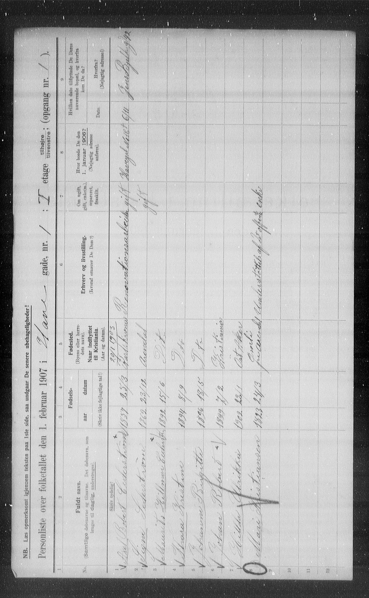 OBA, Municipal Census 1907 for Kristiania, 1907, p. 17086