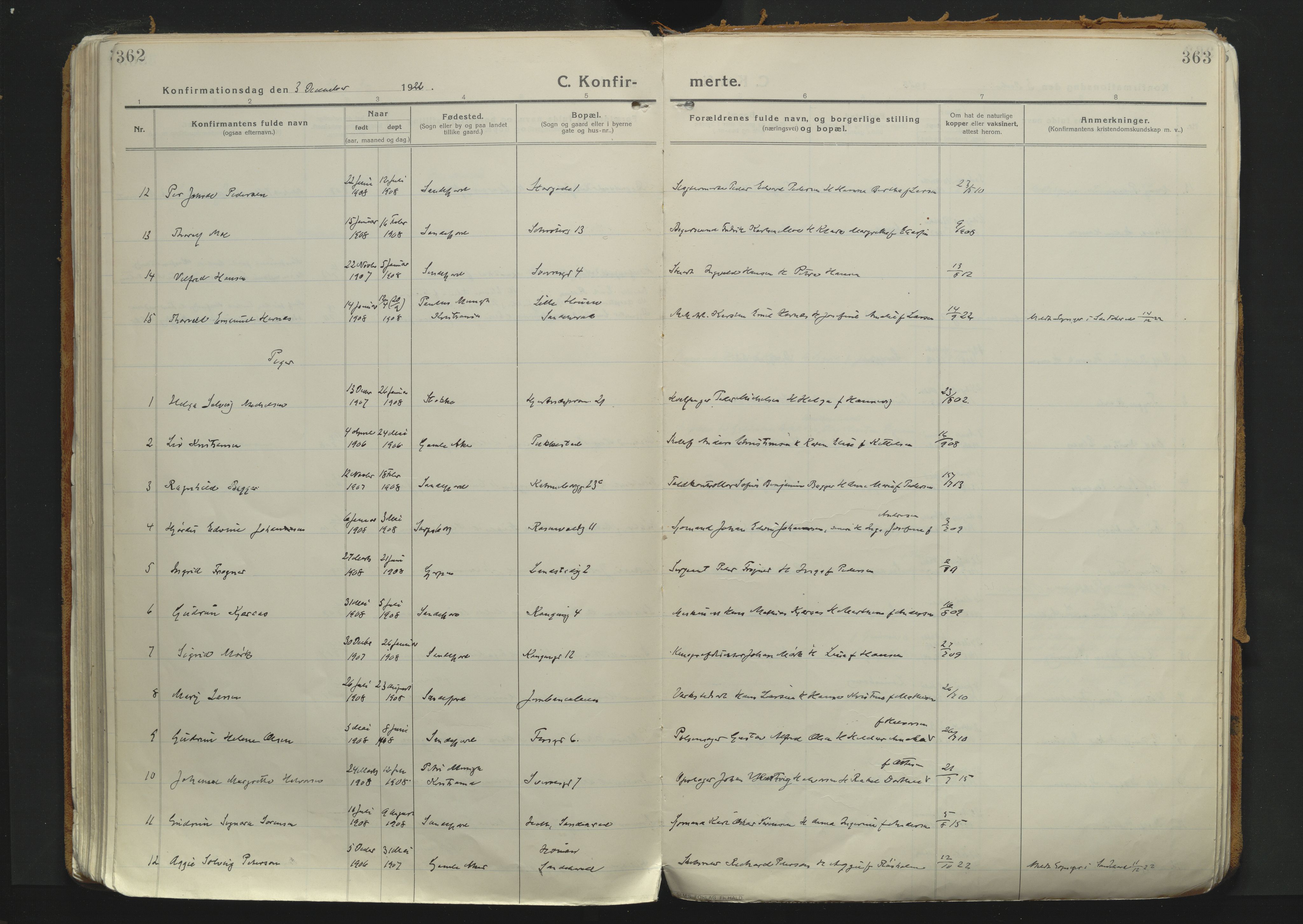 Sandefjord kirkebøker, SAKO/A-315/F/Fa/L0007: Parish register (official) no. 7, 1916-1930, p. 362-363