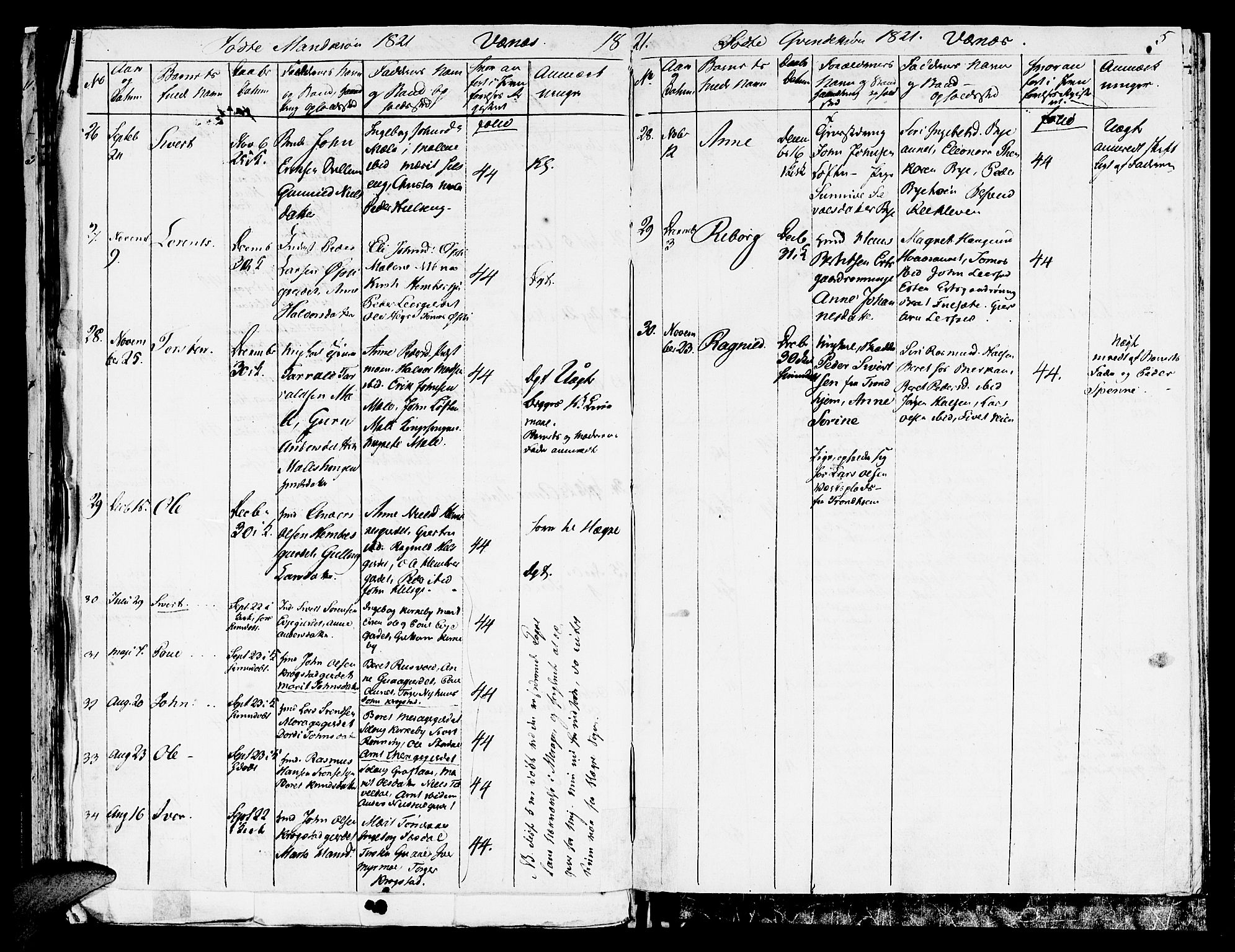 Ministerialprotokoller, klokkerbøker og fødselsregistre - Nord-Trøndelag, SAT/A-1458/709/L0061: Parish register (official) no. 709A09 /1, 1820-1821, p. 5