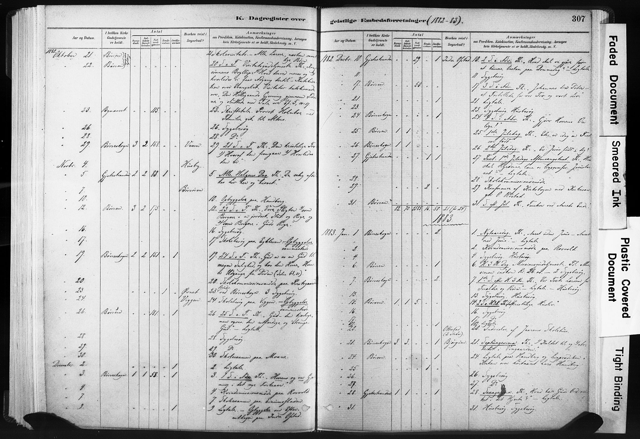 Ministerialprotokoller, klokkerbøker og fødselsregistre - Sør-Trøndelag, SAT/A-1456/665/L0773: Parish register (official) no. 665A08, 1879-1905, p. 307