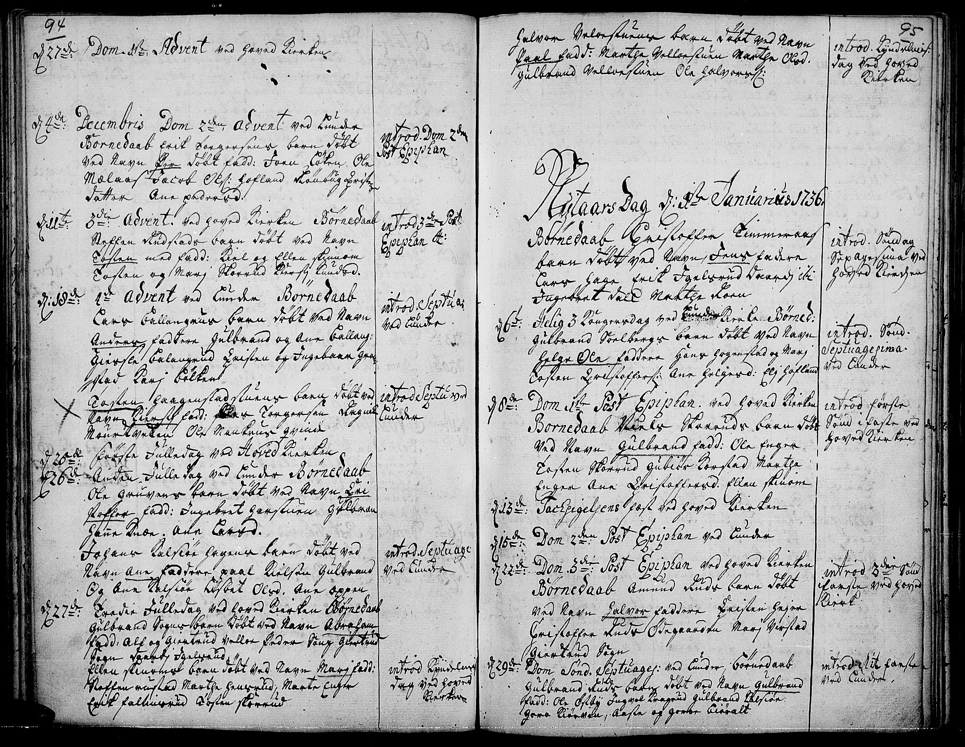 Jevnaker prestekontor, SAH/PREST-116/H/Ha/Haa/L0002: Parish register (official) no. 2, 1725-1751, p. 94-95