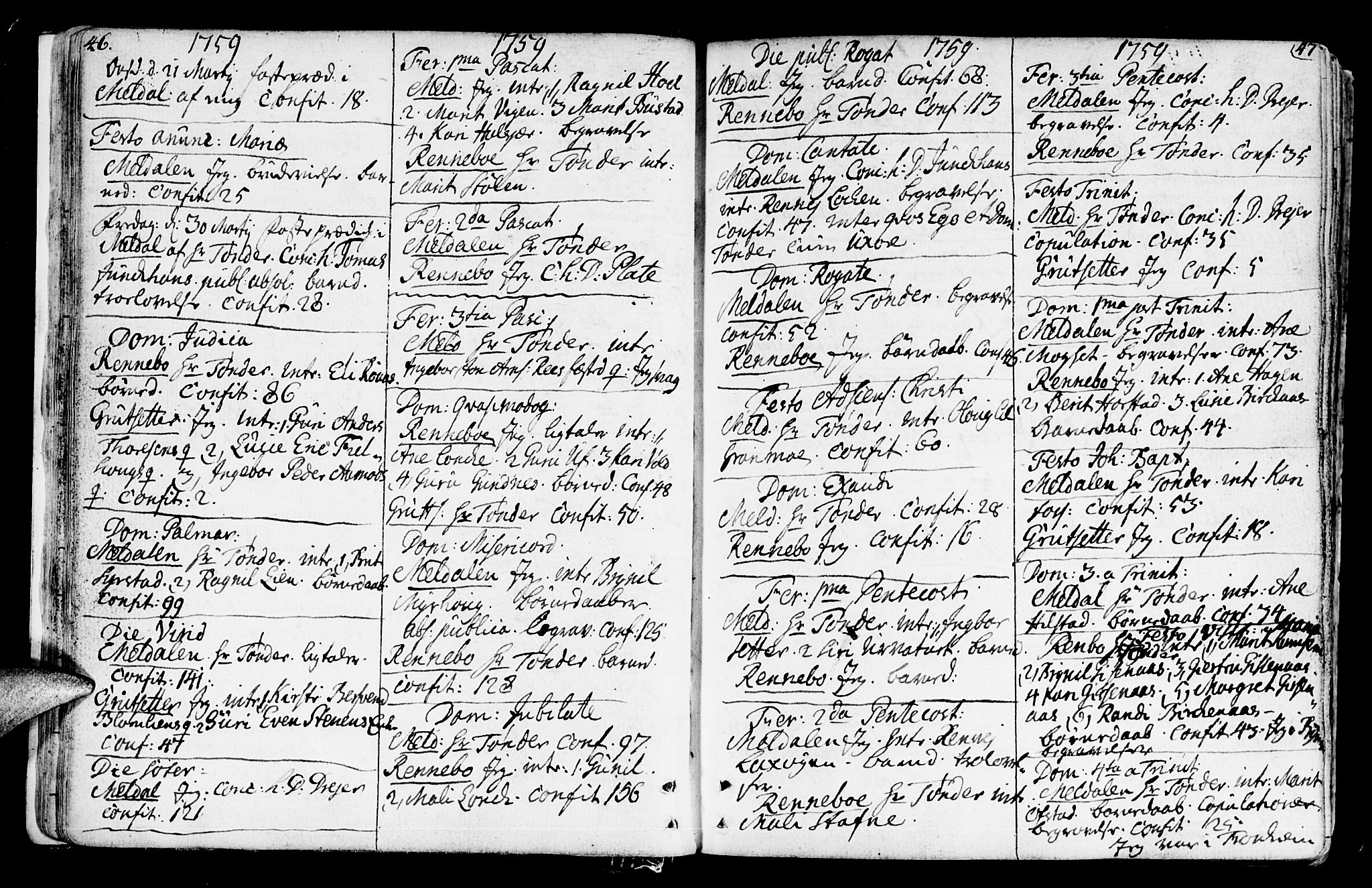 Ministerialprotokoller, klokkerbøker og fødselsregistre - Sør-Trøndelag, SAT/A-1456/672/L0851: Parish register (official) no. 672A04, 1751-1775, p. 46-47