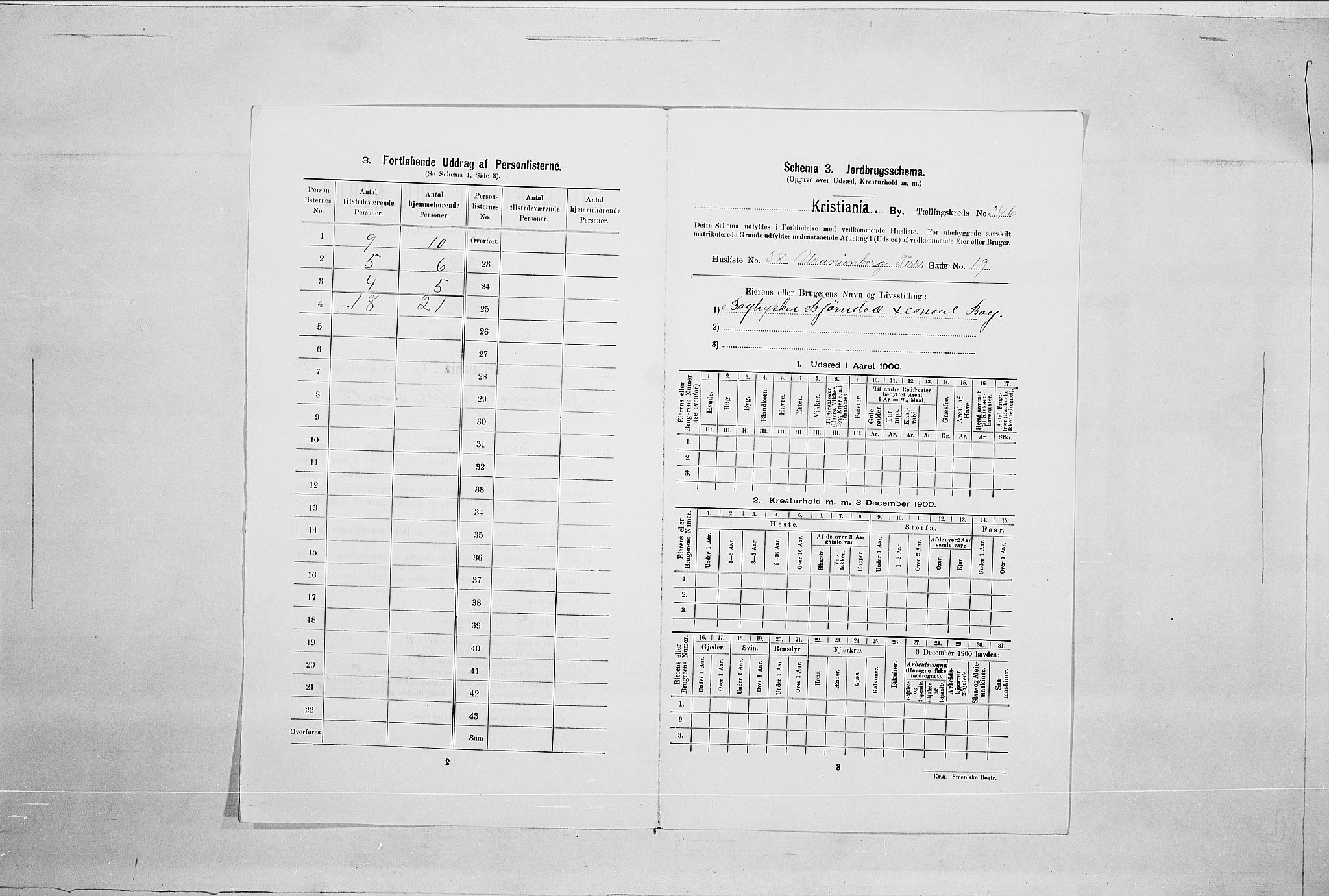 SAO, 1900 census for Kristiania, 1900, p. 108099