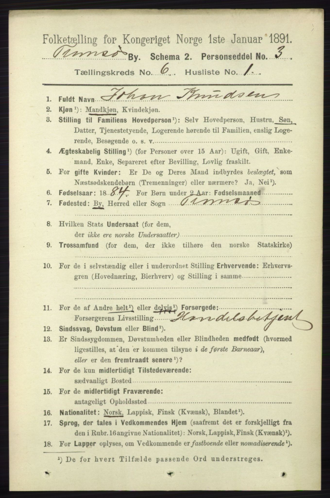 RA, 1891 census for 1902 Tromsø, 1891, p. 5556