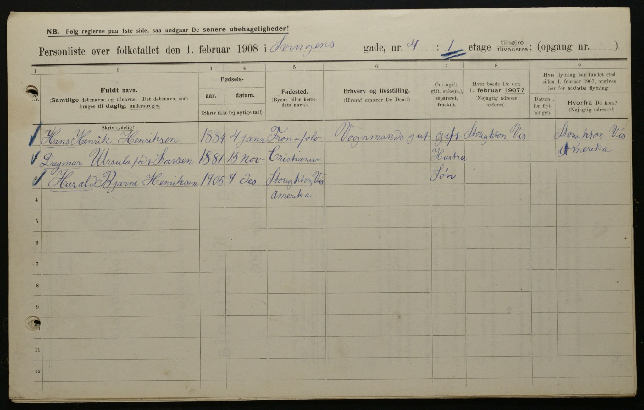 OBA, Municipal Census 1908 for Kristiania, 1908, p. 95427