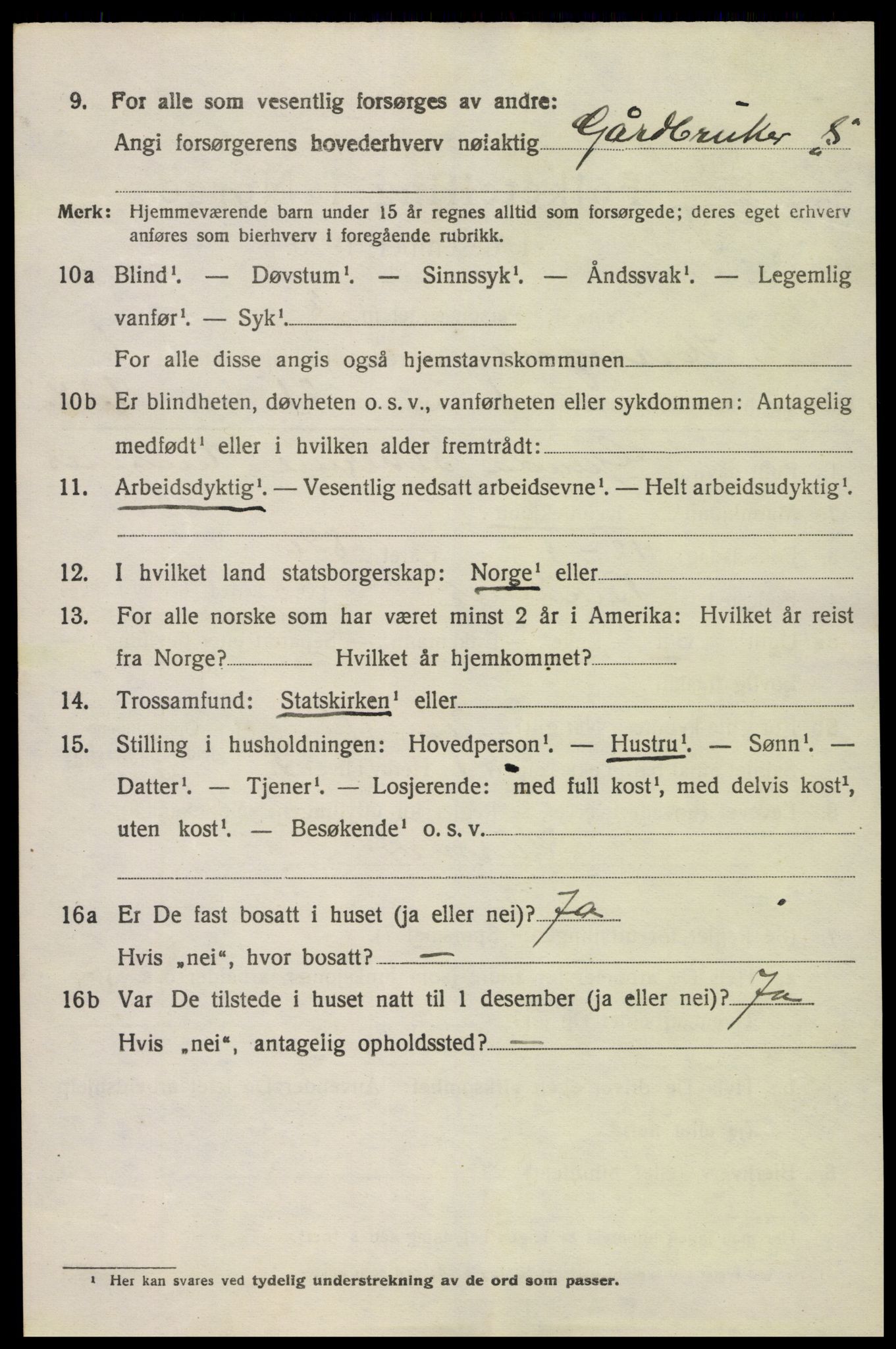 SAK, 1920 census for Herefoss, 1920, p. 1111