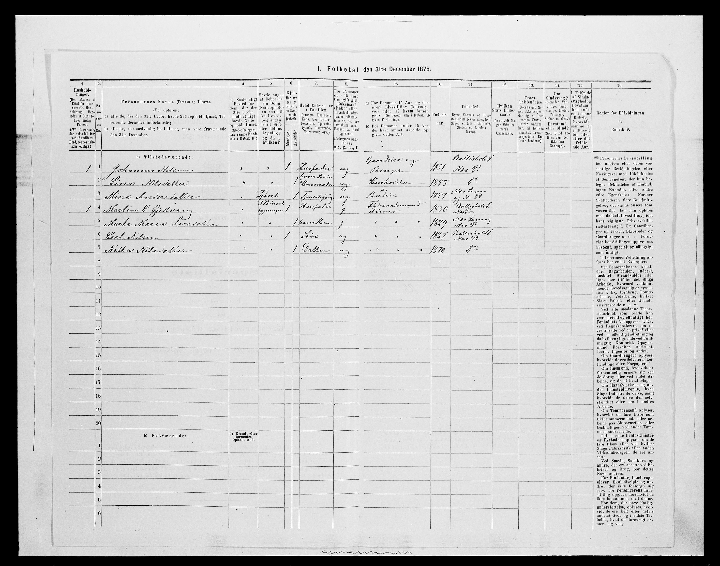 SAH, 1875 census for 0411P Nes, 1875, p. 778