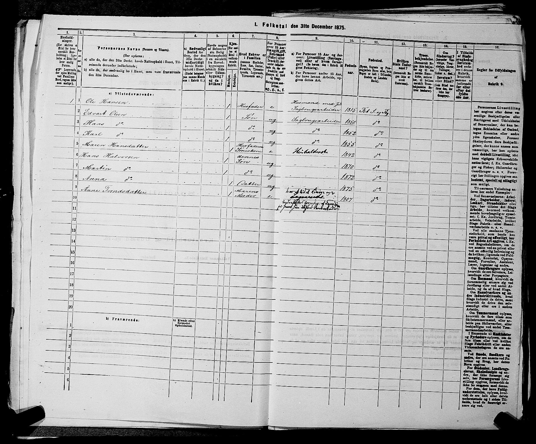 RA, 1875 census for 0227P Fet, 1875, p. 1007