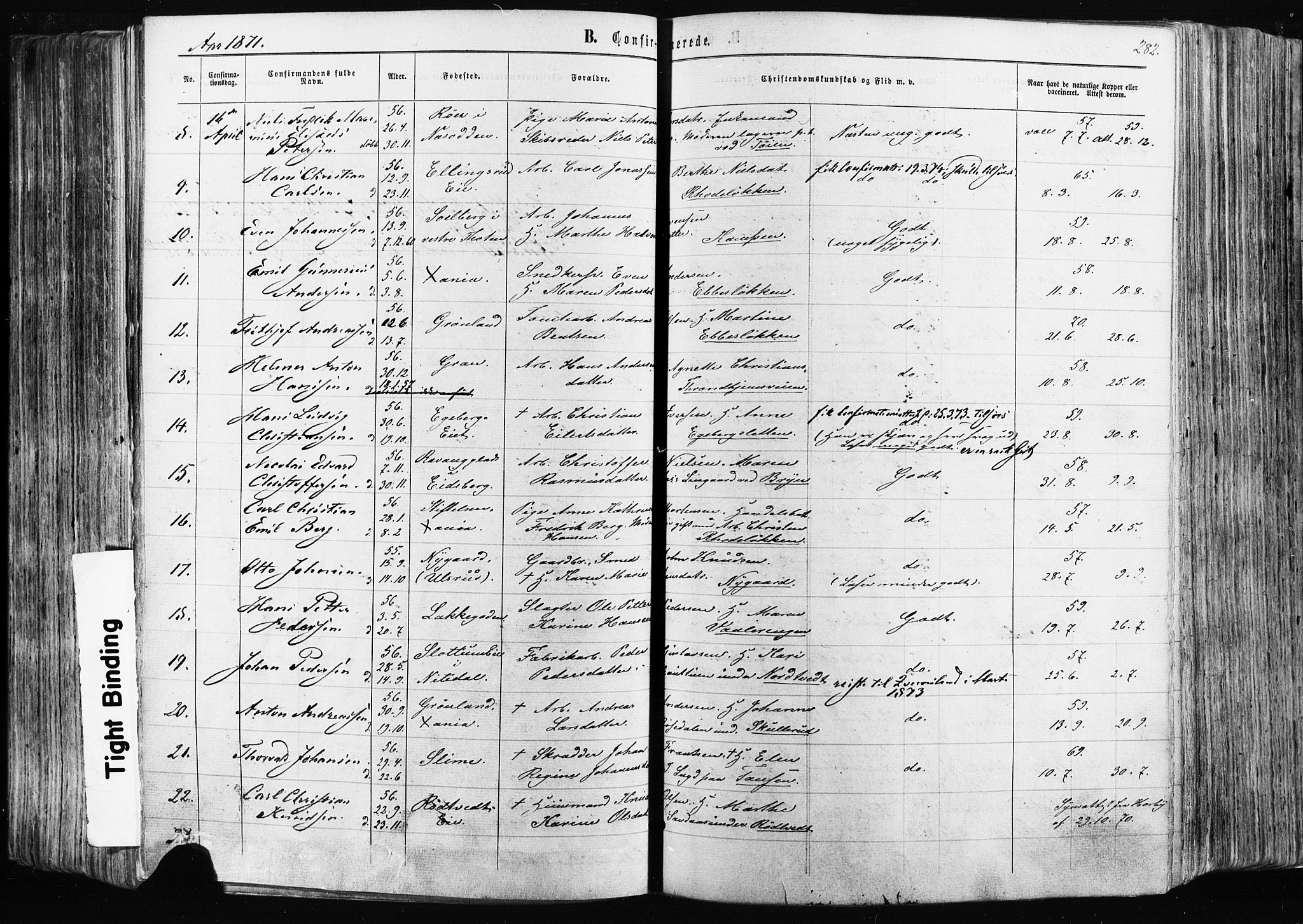 Østre Aker prestekontor Kirkebøker, AV/SAO-A-10840/F/Fa/L0003: Parish register (official) no. I 3, 1869-1875, p. 282