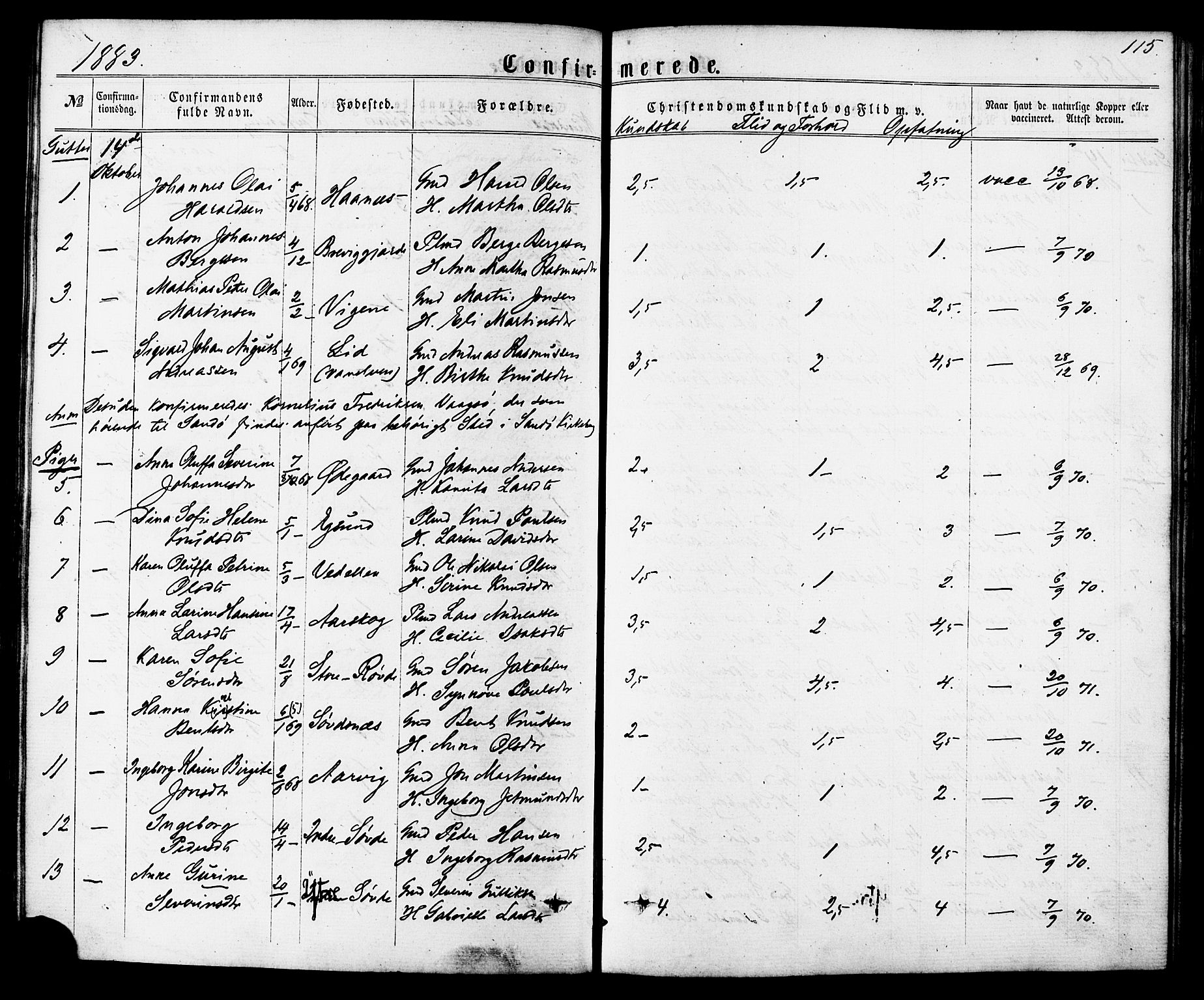 Ministerialprotokoller, klokkerbøker og fødselsregistre - Møre og Romsdal, SAT/A-1454/504/L0055: Parish register (official) no. 504A02, 1861-1884, p. 115
