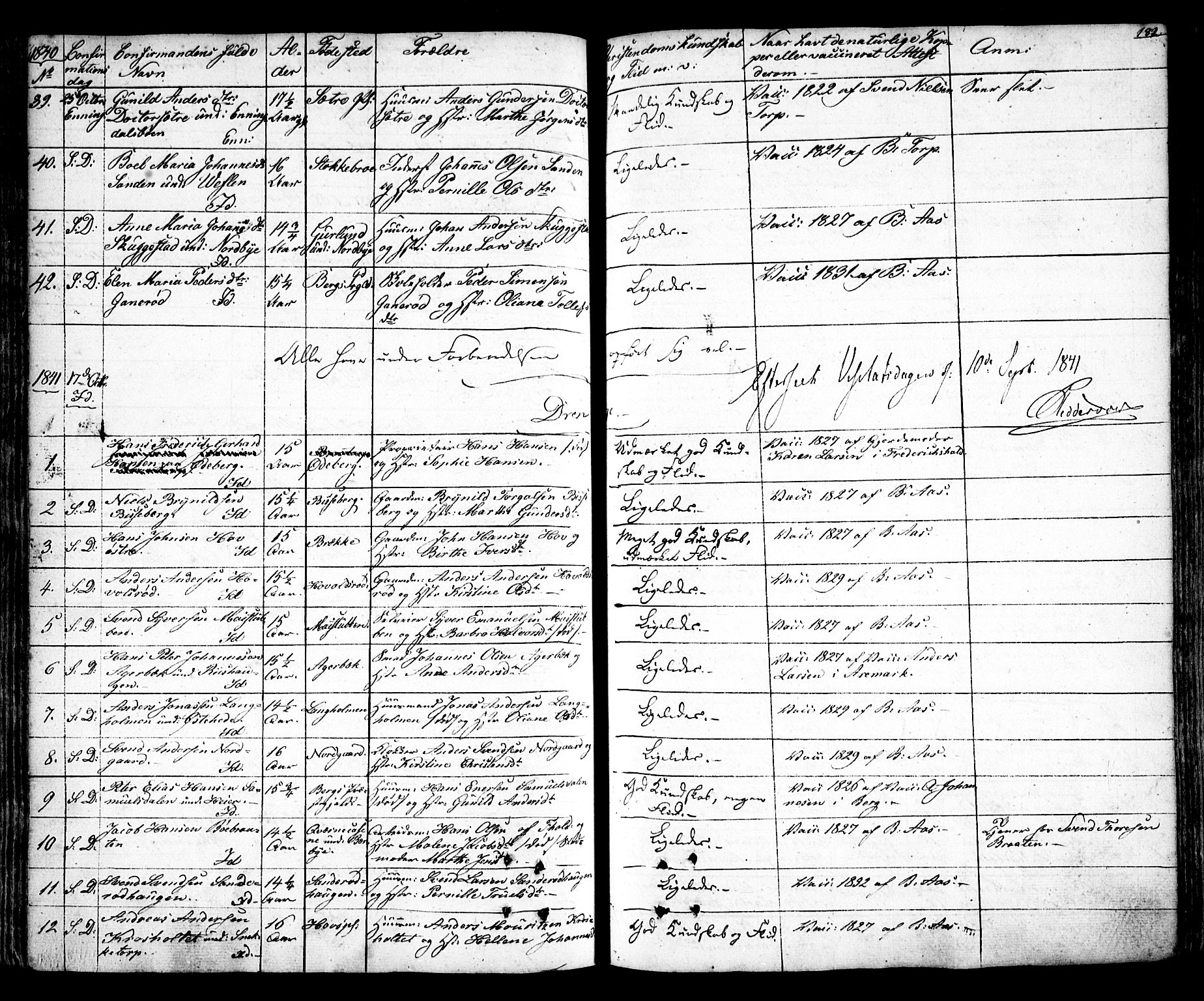 Idd prestekontor Kirkebøker, AV/SAO-A-10911/F/Fc/L0003: Parish register (official) no. III 3, 1832-1847, p. 182