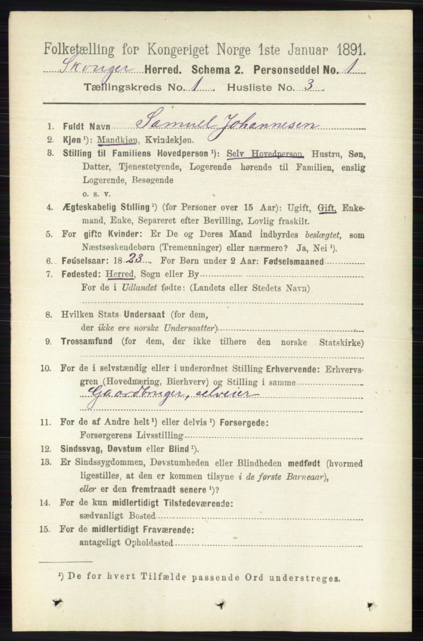 RA, 1891 census for 0712 Skoger, 1891, p. 102