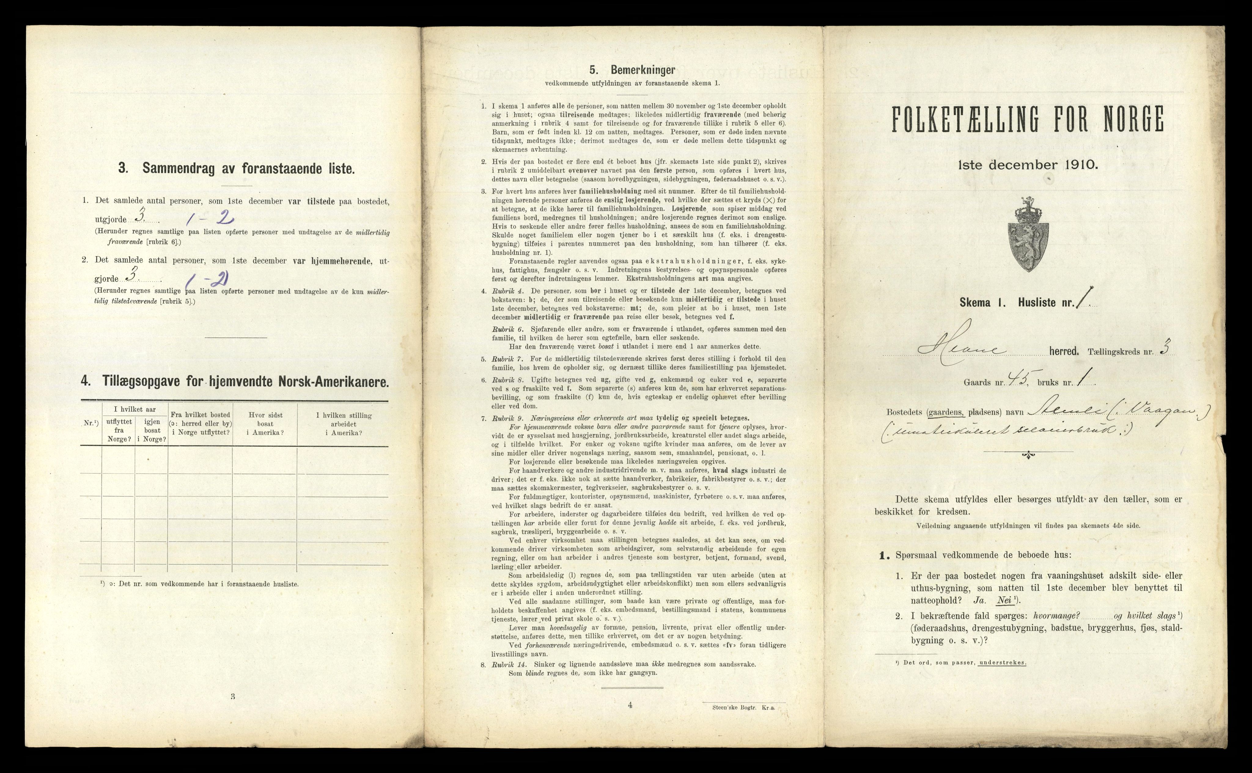 RA, 1910 census for Hemne, 1910, p. 333