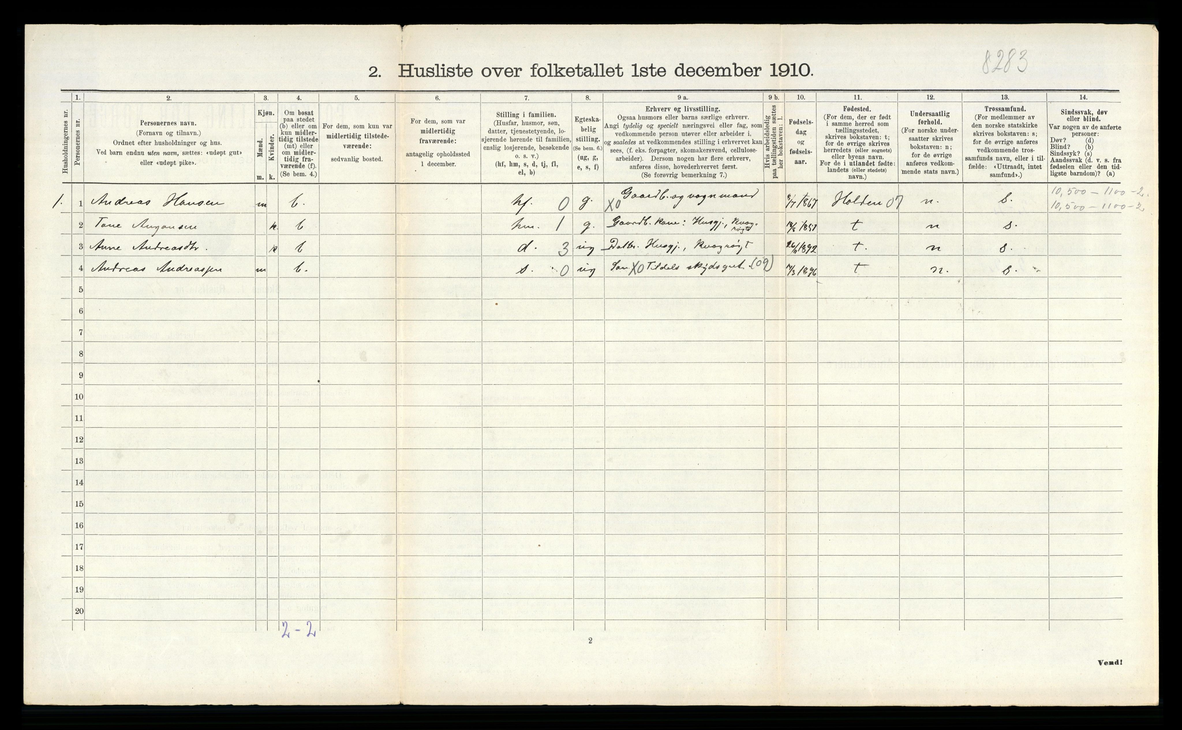 RA, 1910 census for Sauherad, 1910, p. 1278