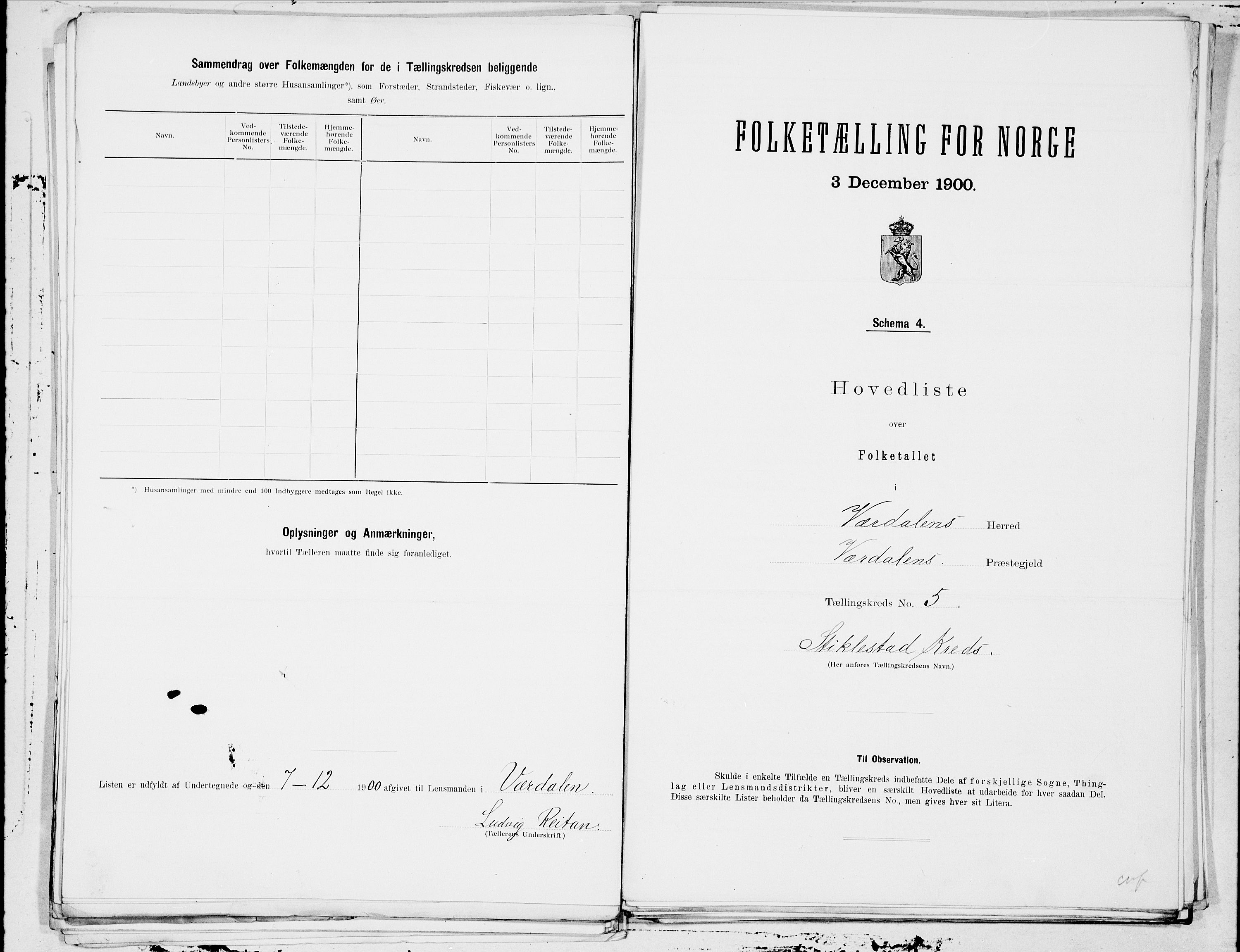 SAT, 1900 census for Verdal, 1900, p. 12