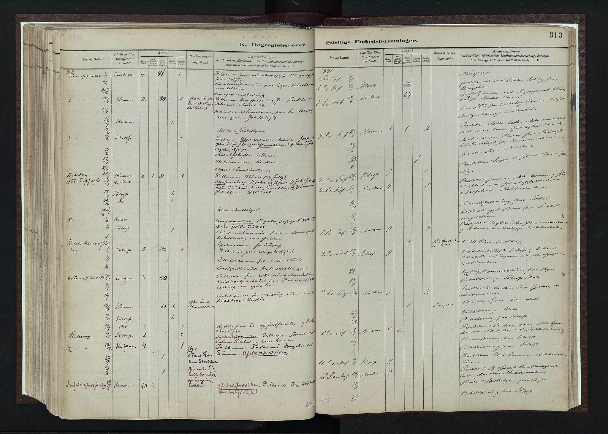 Nord-Fron prestekontor, SAH/PREST-080/H/Ha/Haa/L0004: Parish register (official) no. 4, 1884-1914, p. 313