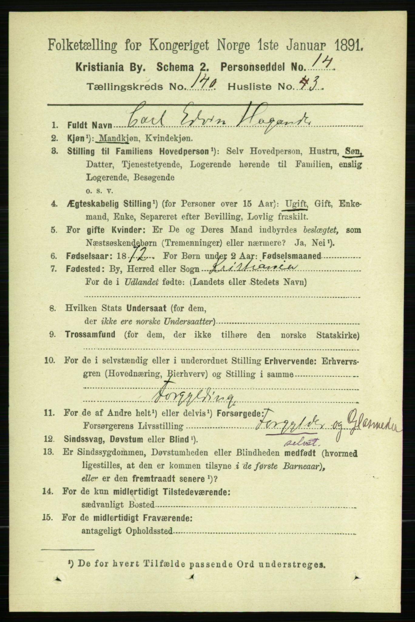 RA, 1891 census for 0301 Kristiania, 1891, p. 77591