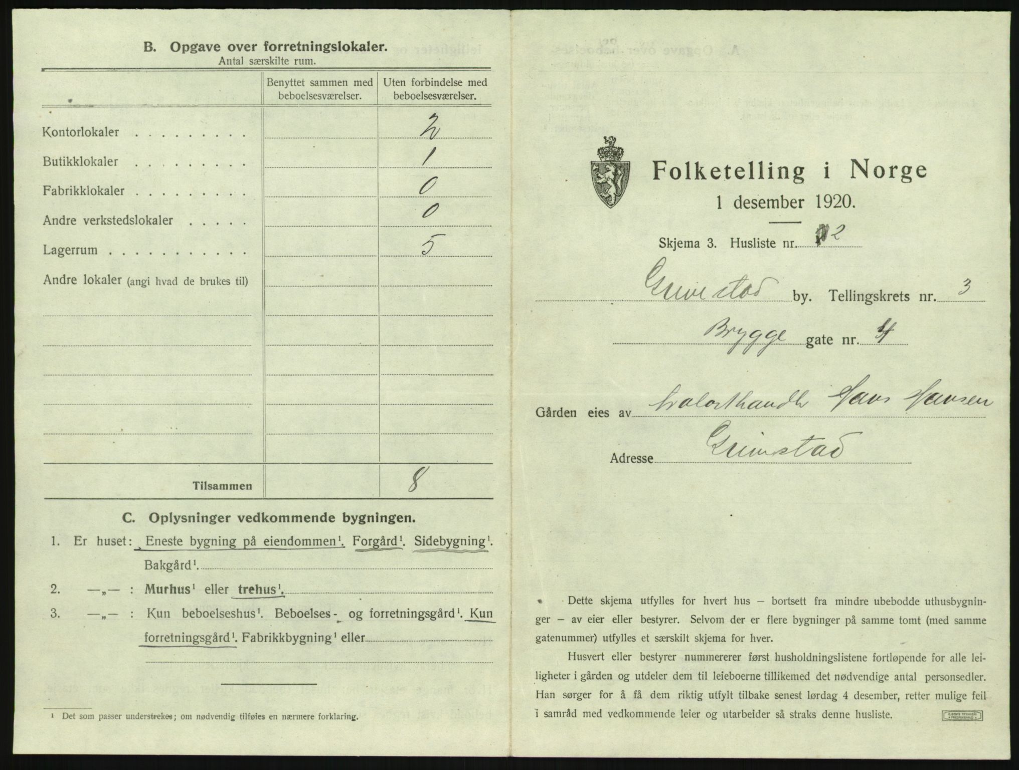 SAK, 1920 census for Grimstad, 1920, p. 389