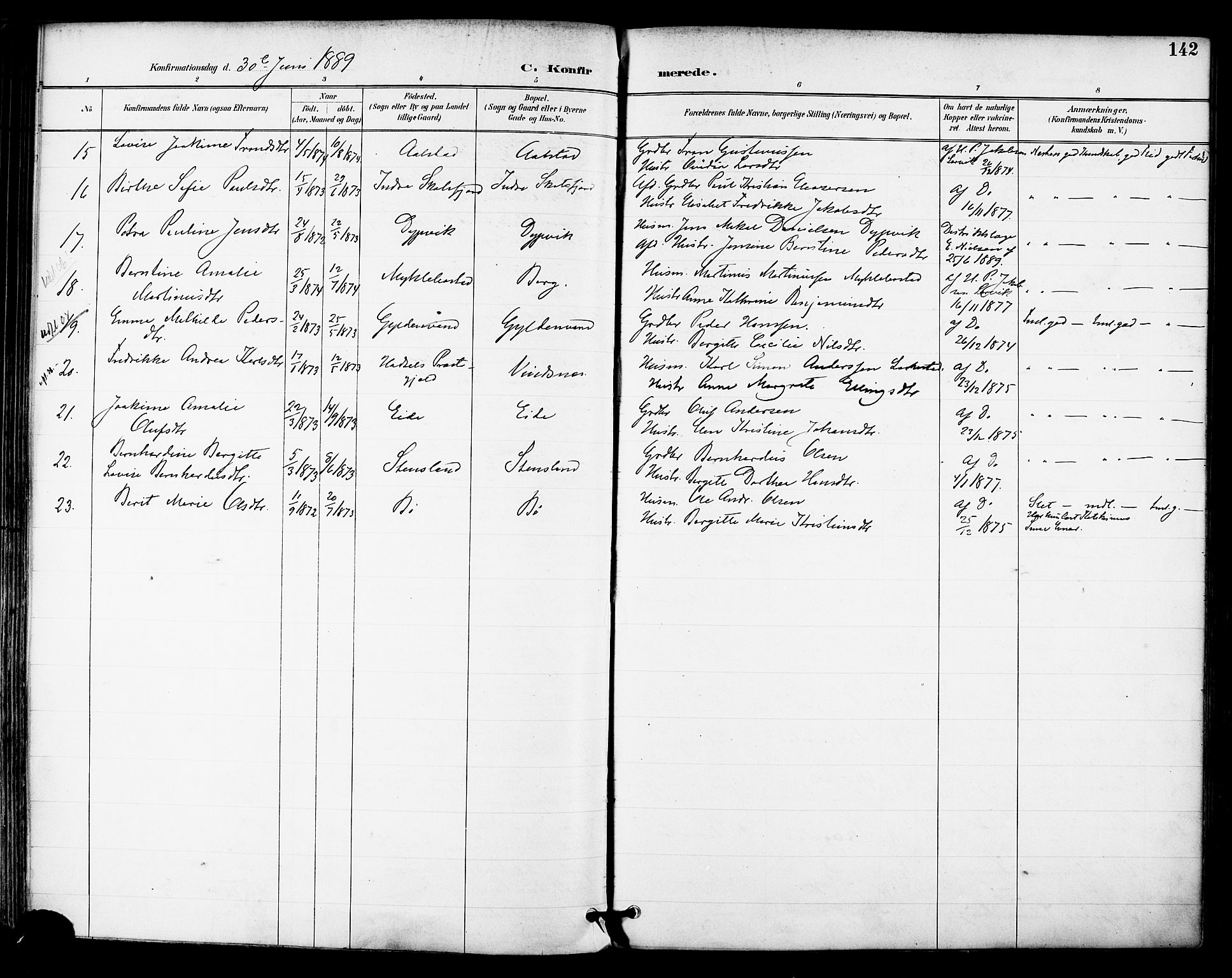 Ministerialprotokoller, klokkerbøker og fødselsregistre - Nordland, AV/SAT-A-1459/855/L0803: Parish register (official) no. 855A11, 1887-1905, p. 142