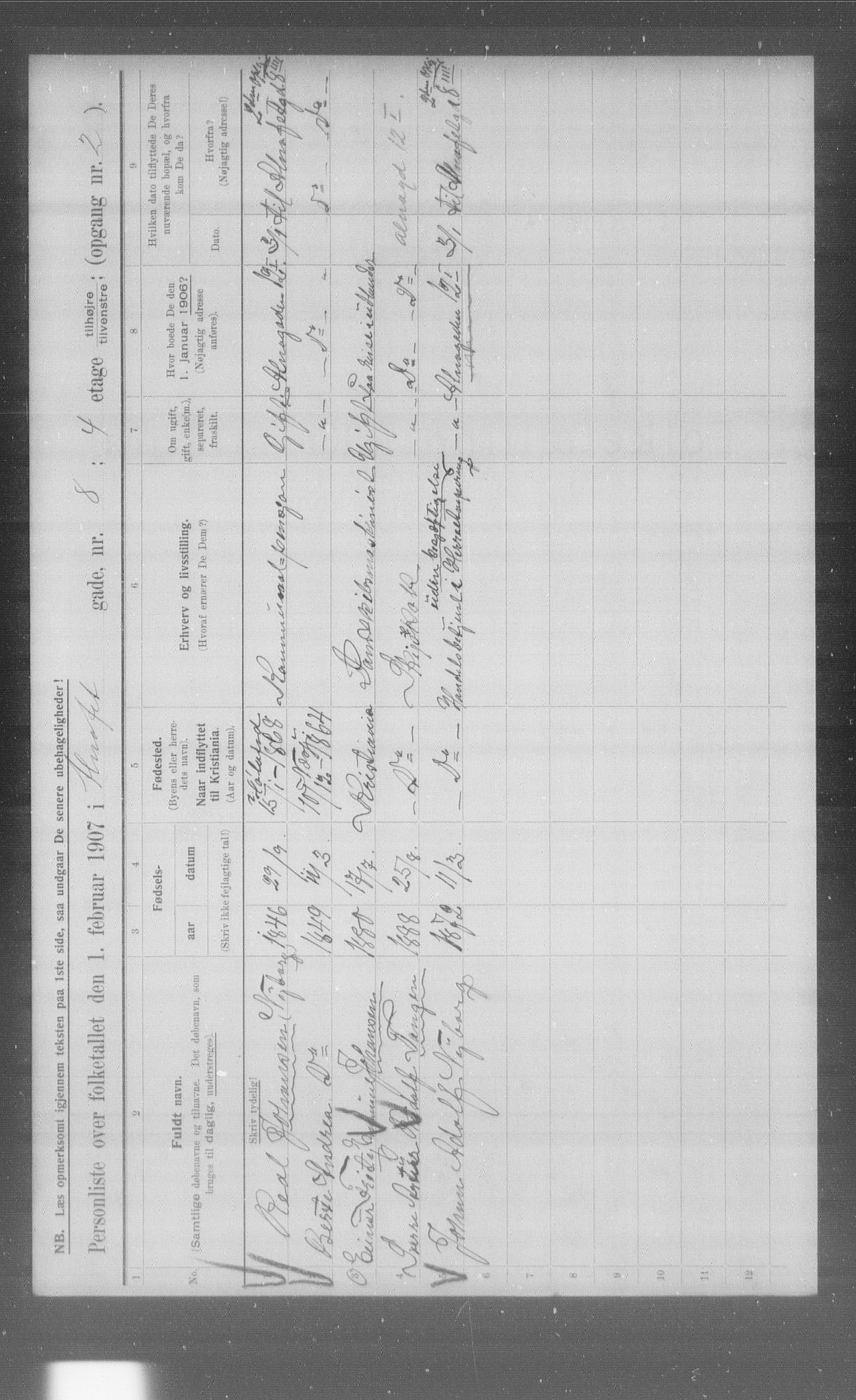 OBA, Municipal Census 1907 for Kristiania, 1907, p. 682