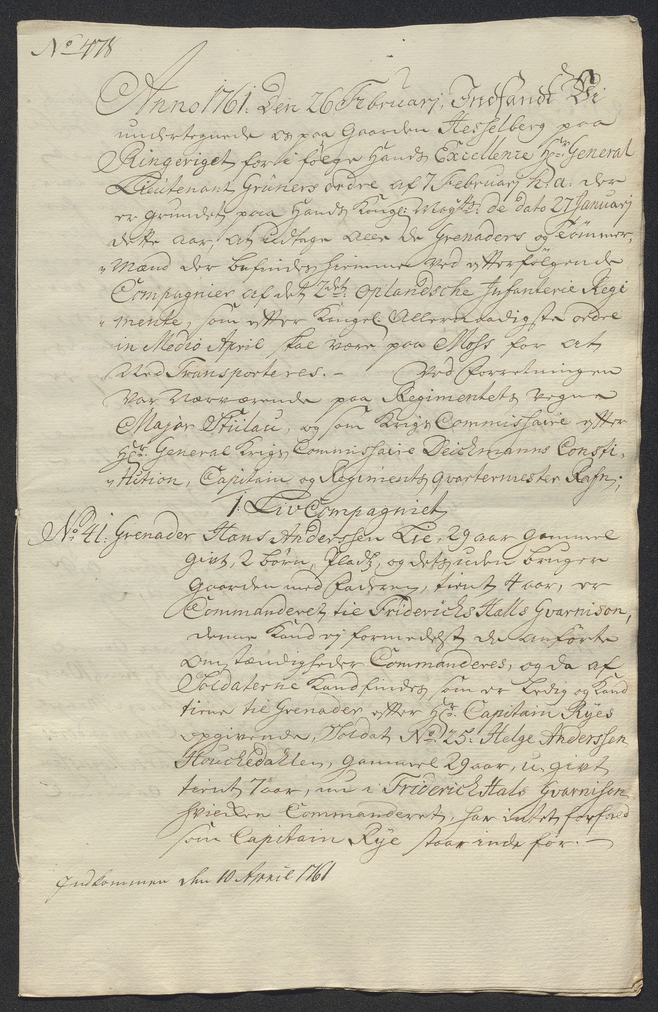 Kommanderende general (KG I) med Det norske krigsdirektorium, AV/RA-EA-5419/E/Ec/L0021: Ruller over nedkommanderte mannskap, 1758-1762, p. 569