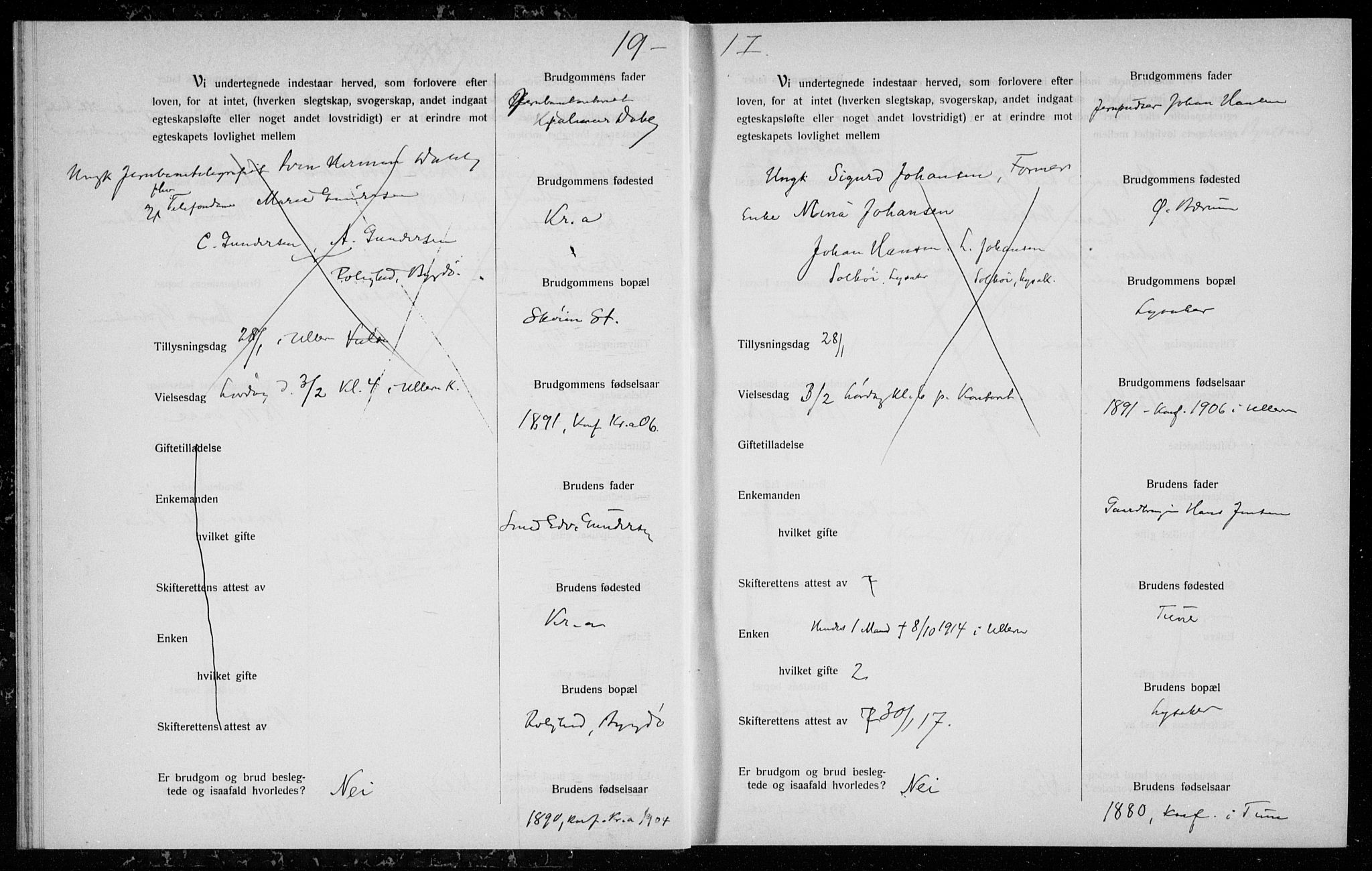 Ullern prestekontor Kirkebøker, AV/SAO-A-10740/H/L0002: Banns register no. 2, 1916-1917