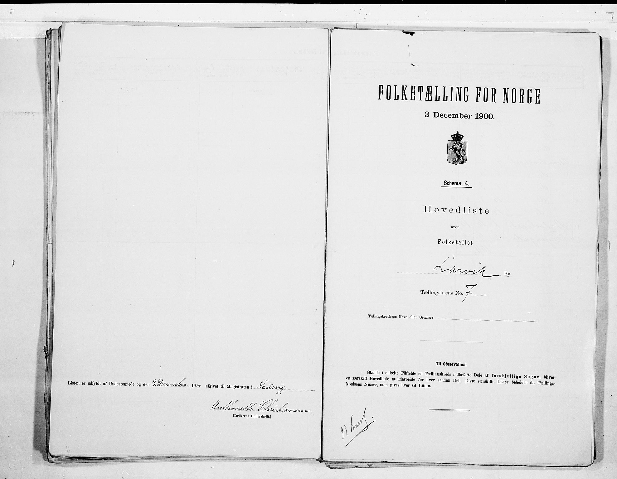 RA, 1900 census for Larvik, 1900, p. 16