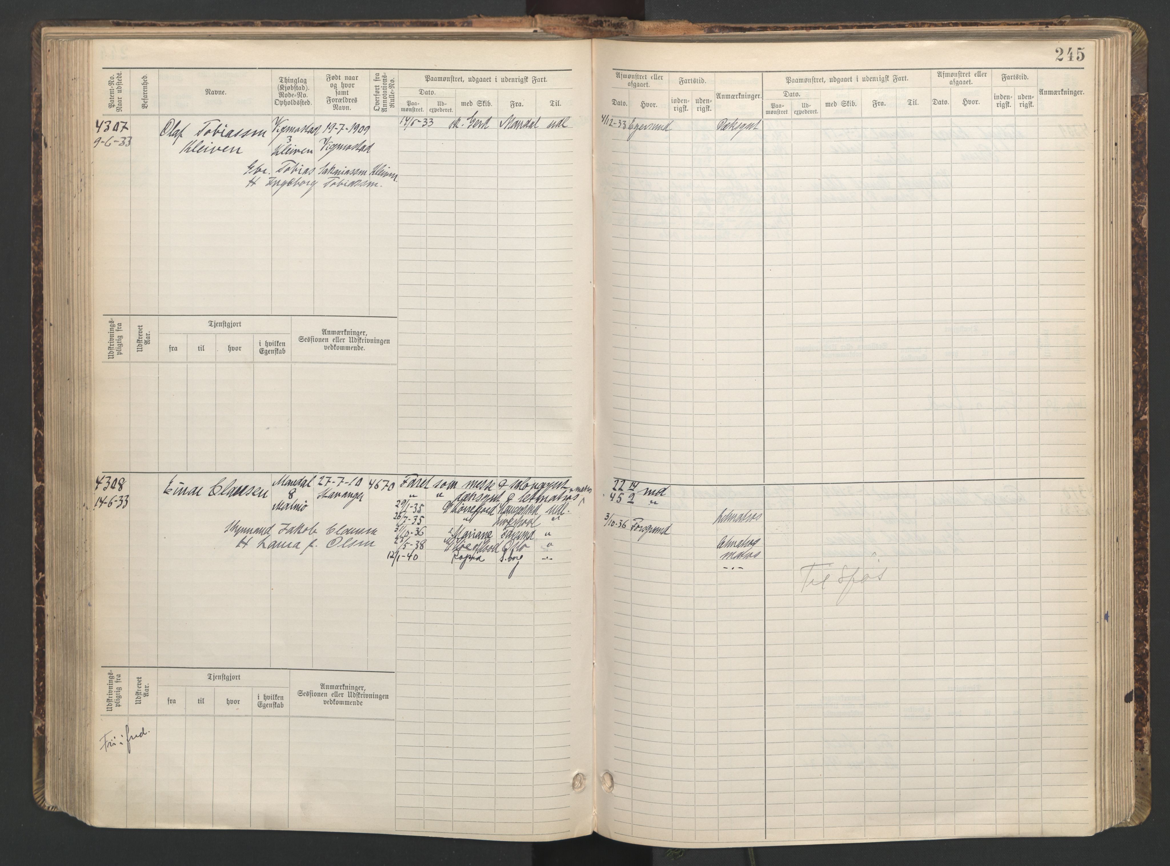 Mandal mønstringskrets, AV/SAK-2031-0016/F/Fb/L0016: Hovedrulle nr 3820-4582, Y-25, 1898-1948, p. 246