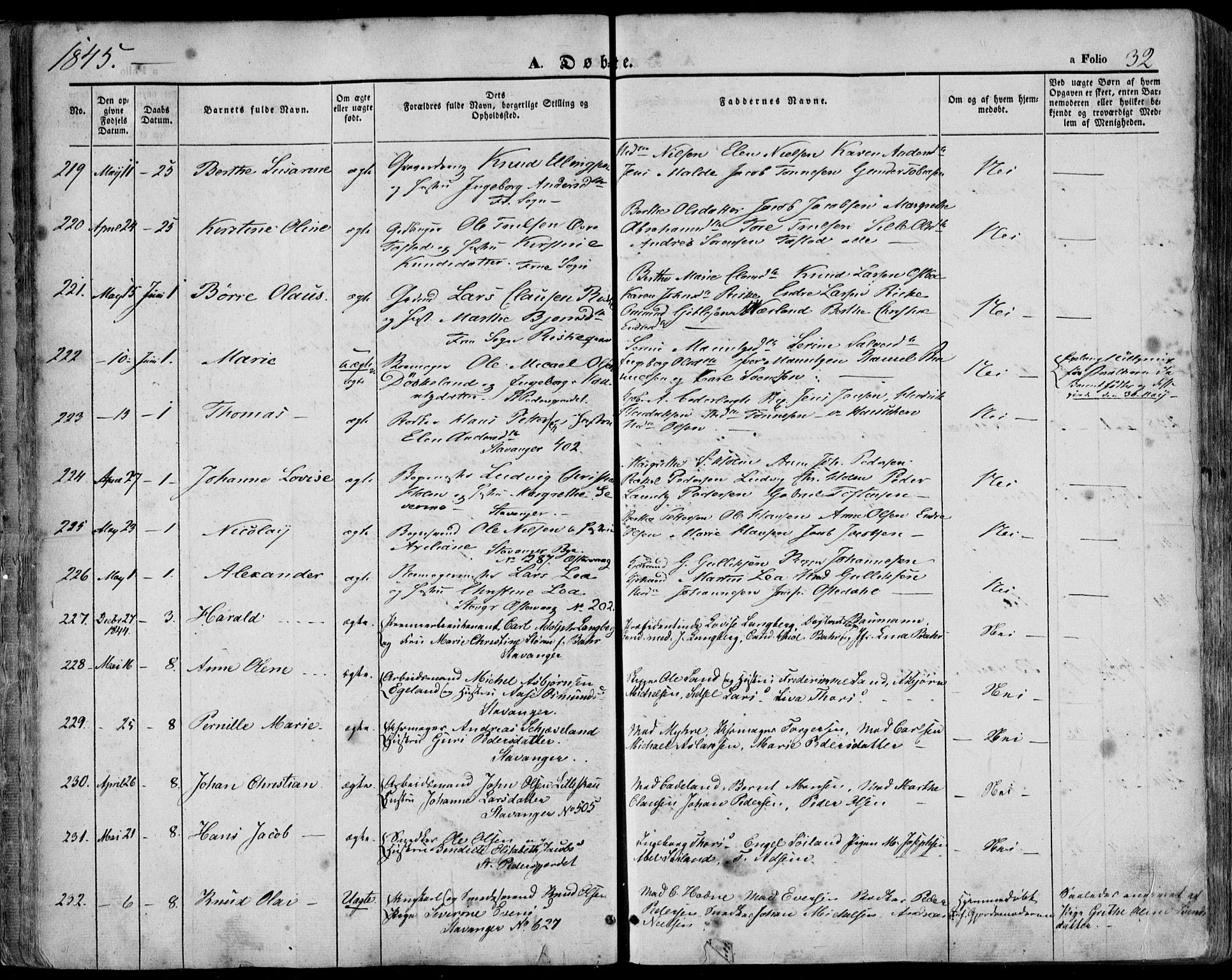 Domkirken sokneprestkontor, SAST/A-101812/001/30/30BA/L0016: Parish register (official) no. A 15, 1844-1854, p. 32