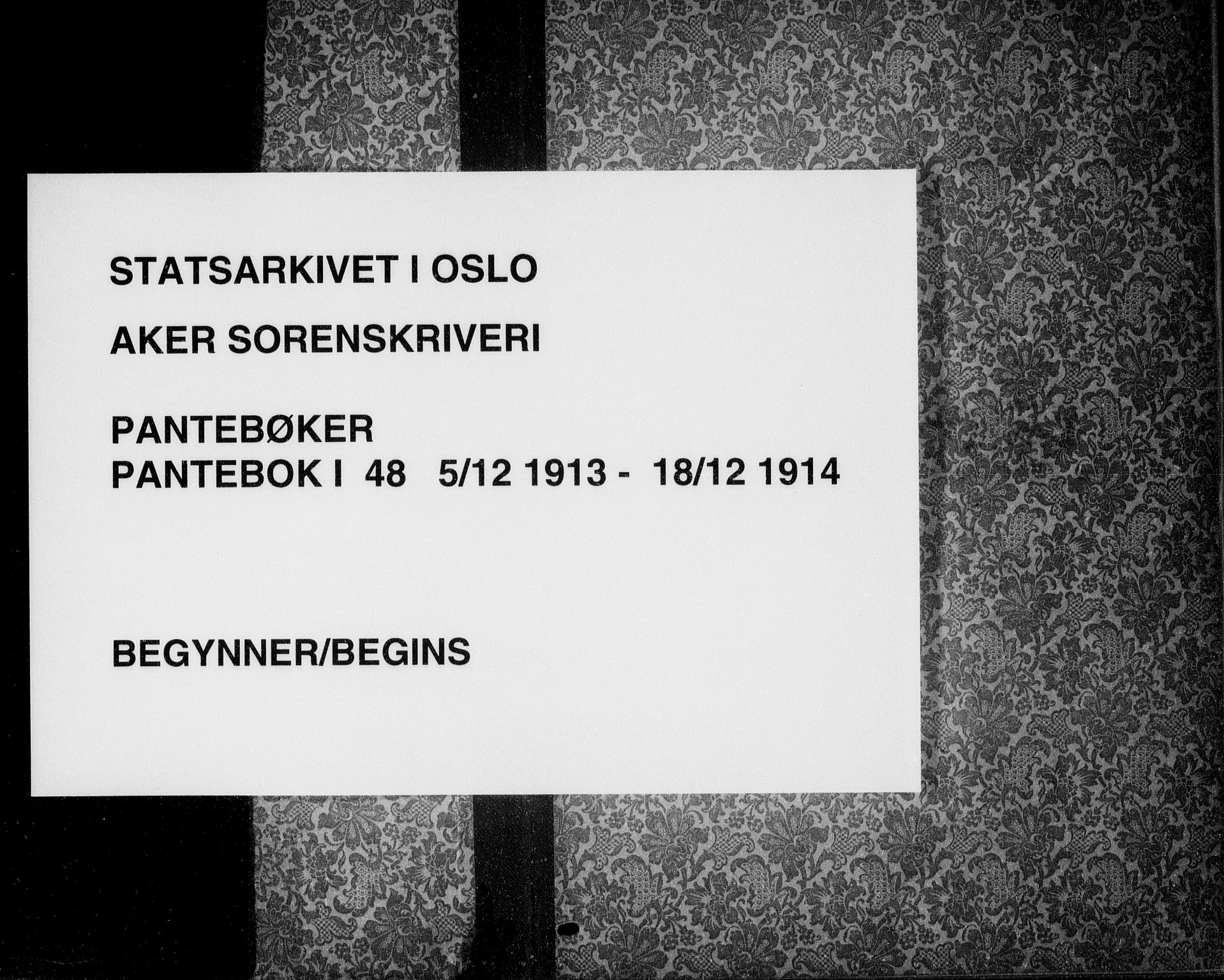 Aker sorenskriveri, SAO/A-10895/G/Gb/Gba/L0048: Mortgage book no. I 48, 1913-1914