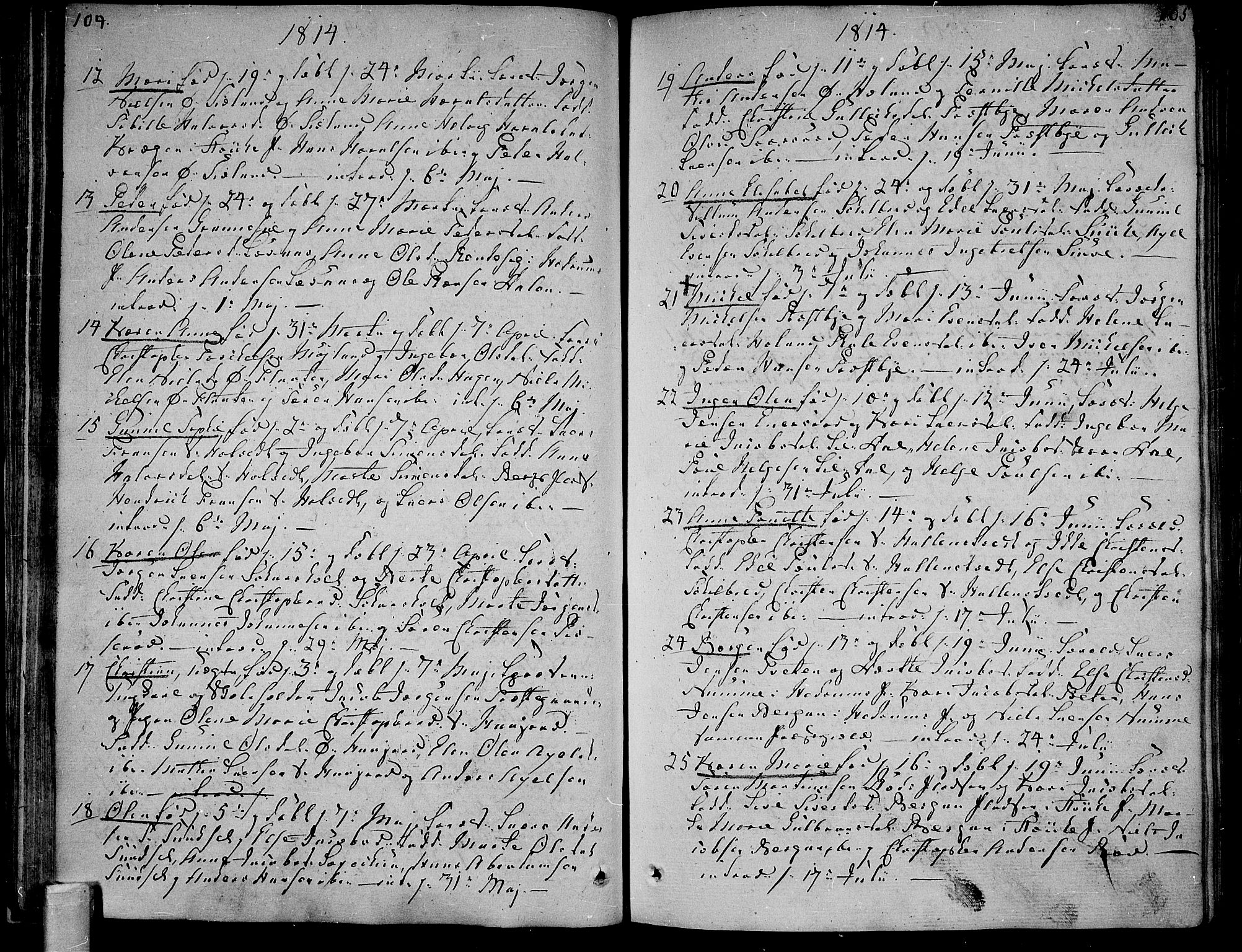 Andebu kirkebøker, AV/SAKO-A-336/F/Fa/L0003: Parish register (official) no. 3 /1, 1803-1828, p. 104-105