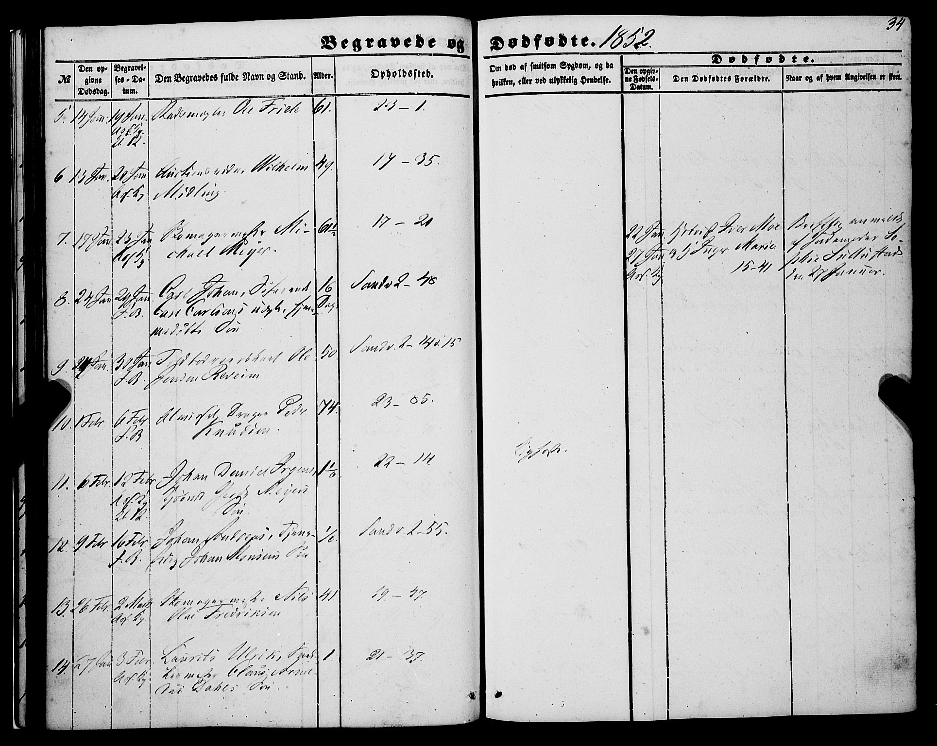 Korskirken sokneprestembete, AV/SAB-A-76101/H/Haa: Parish register (official) no. E 2, 1848-1862, p. 34