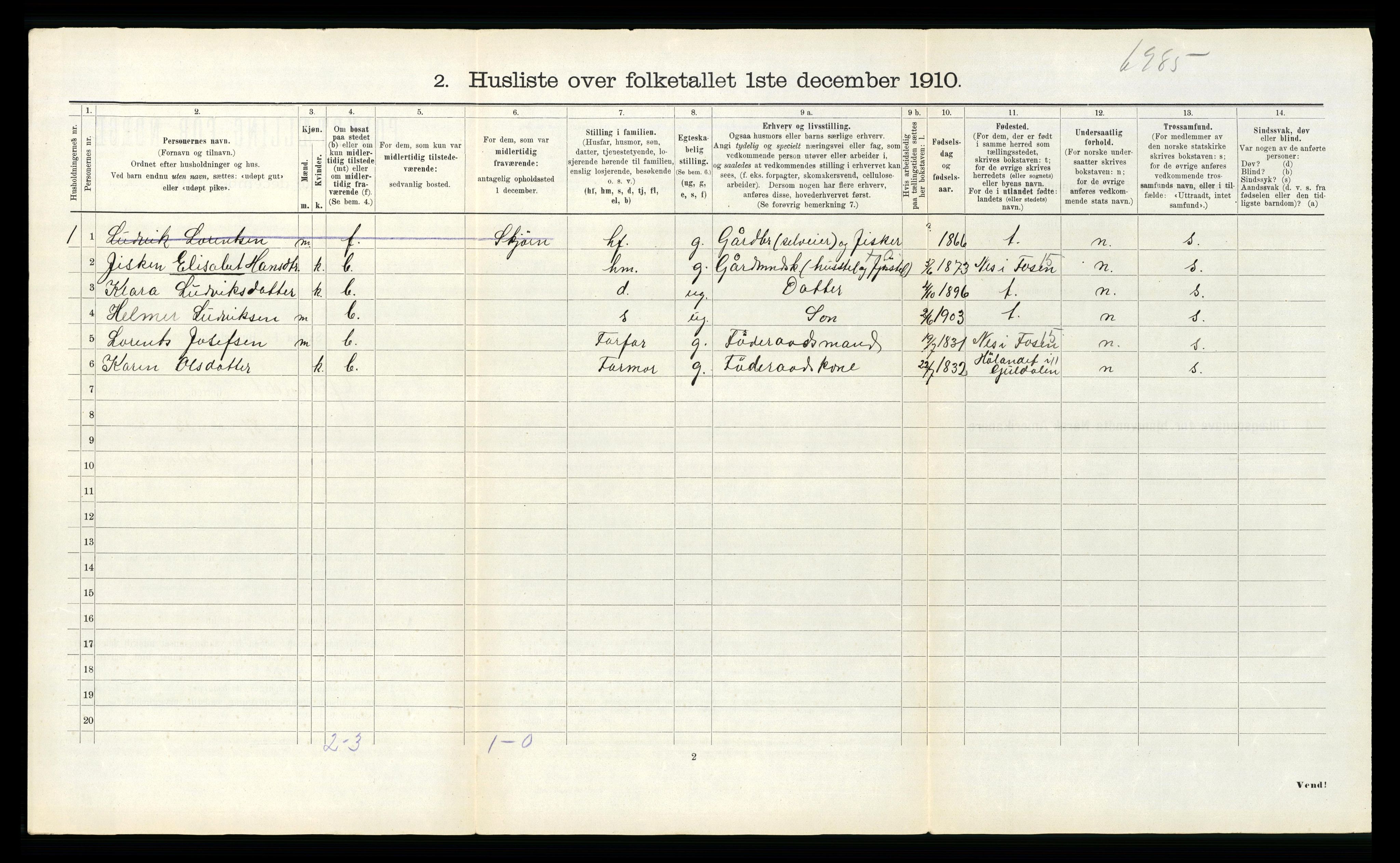 RA, 1910 census for Ørland, 1910, p. 1186