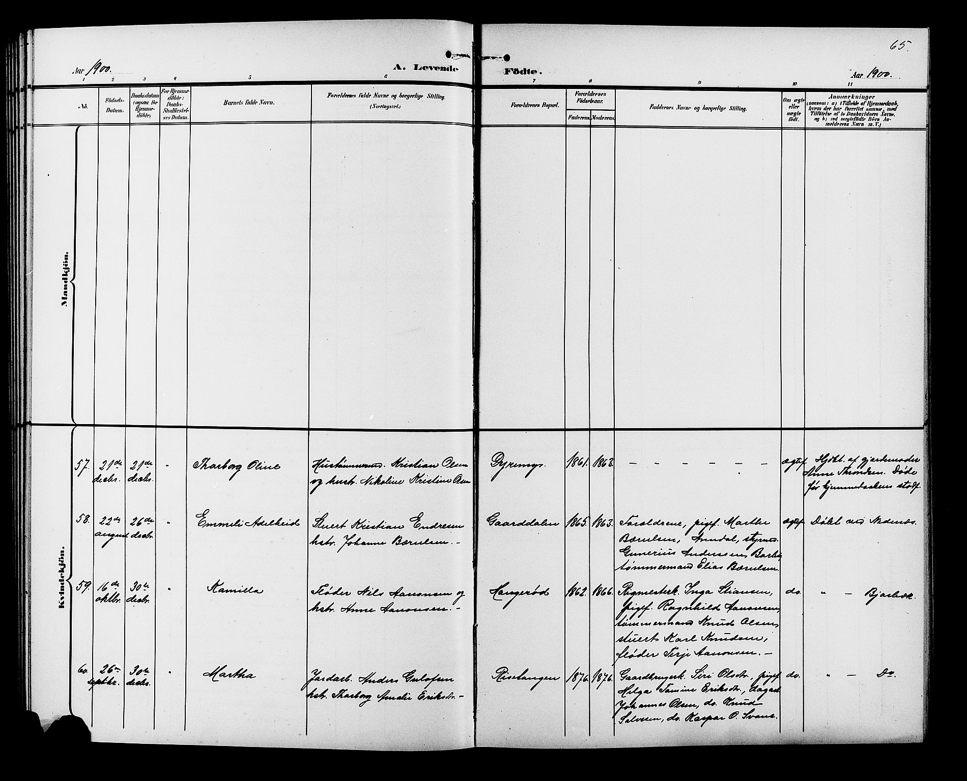 Øyestad sokneprestkontor, AV/SAK-1111-0049/F/Fb/L0010: Parish register (copy) no. B 10, 1897-1906, p. 65