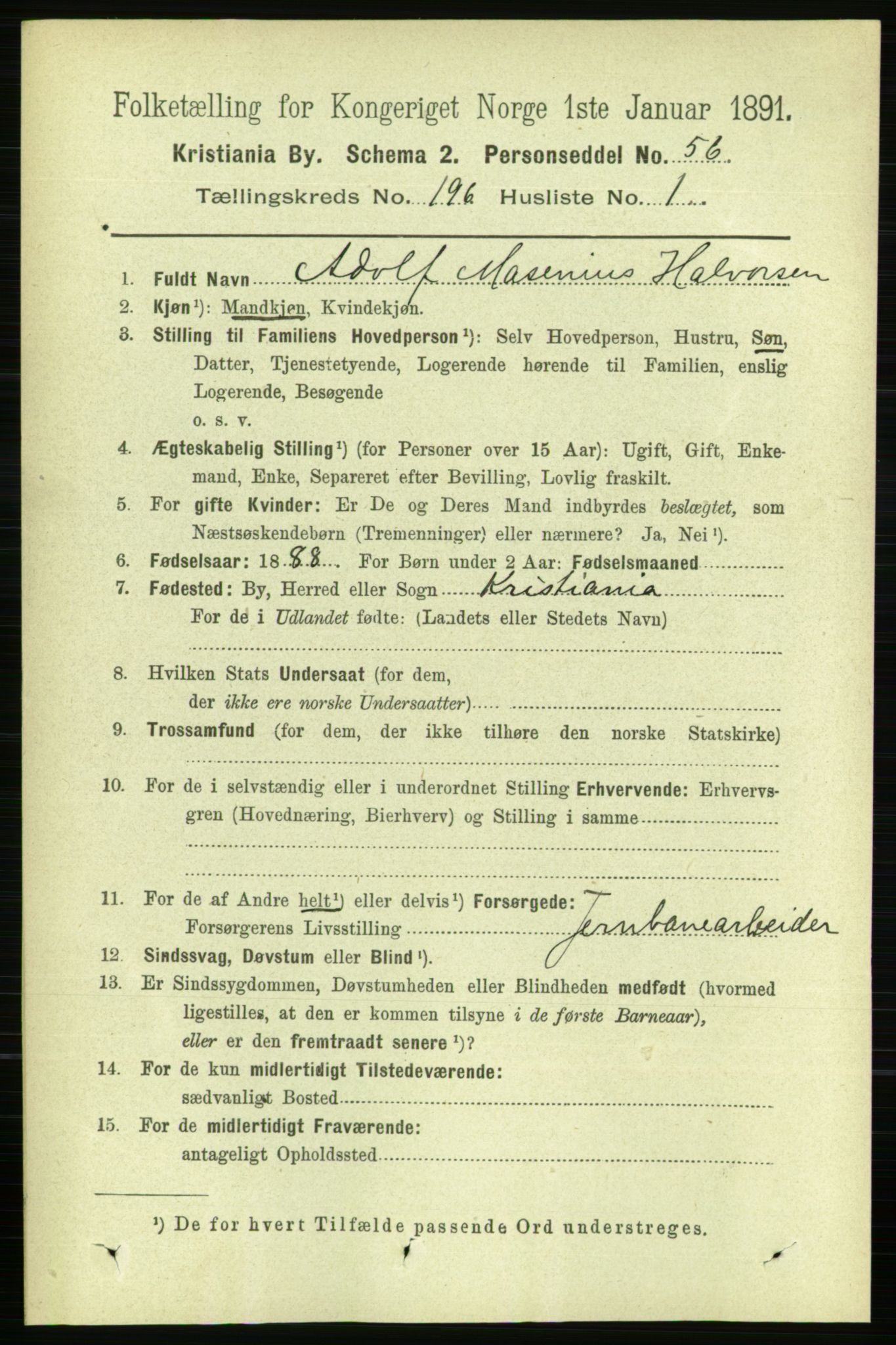 RA, 1891 census for 0301 Kristiania, 1891, p. 118148