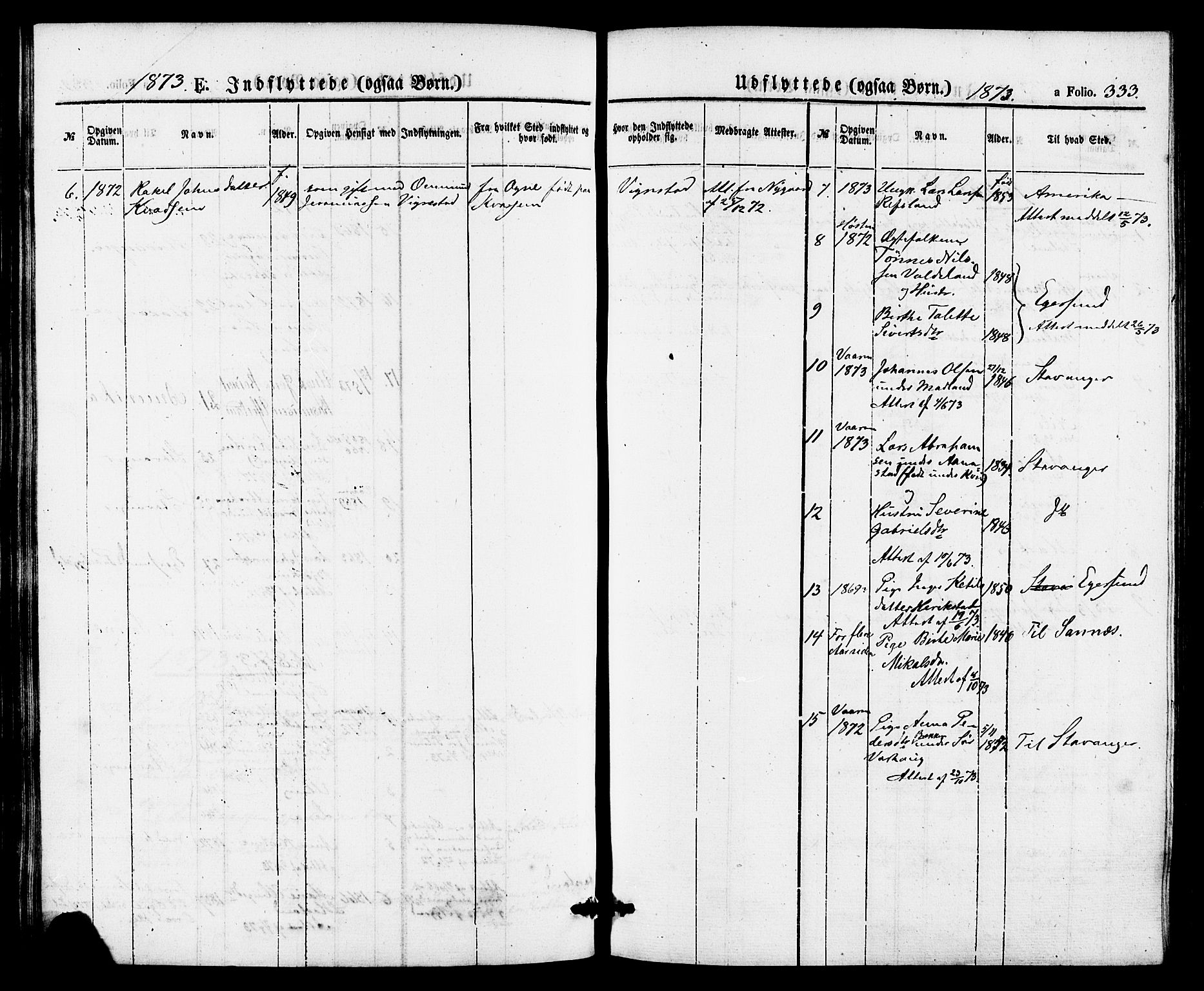 Hå sokneprestkontor, AV/SAST-A-101801/001/30BA/L0009: Parish register (official) no. A 8, 1855-1878, p. 333