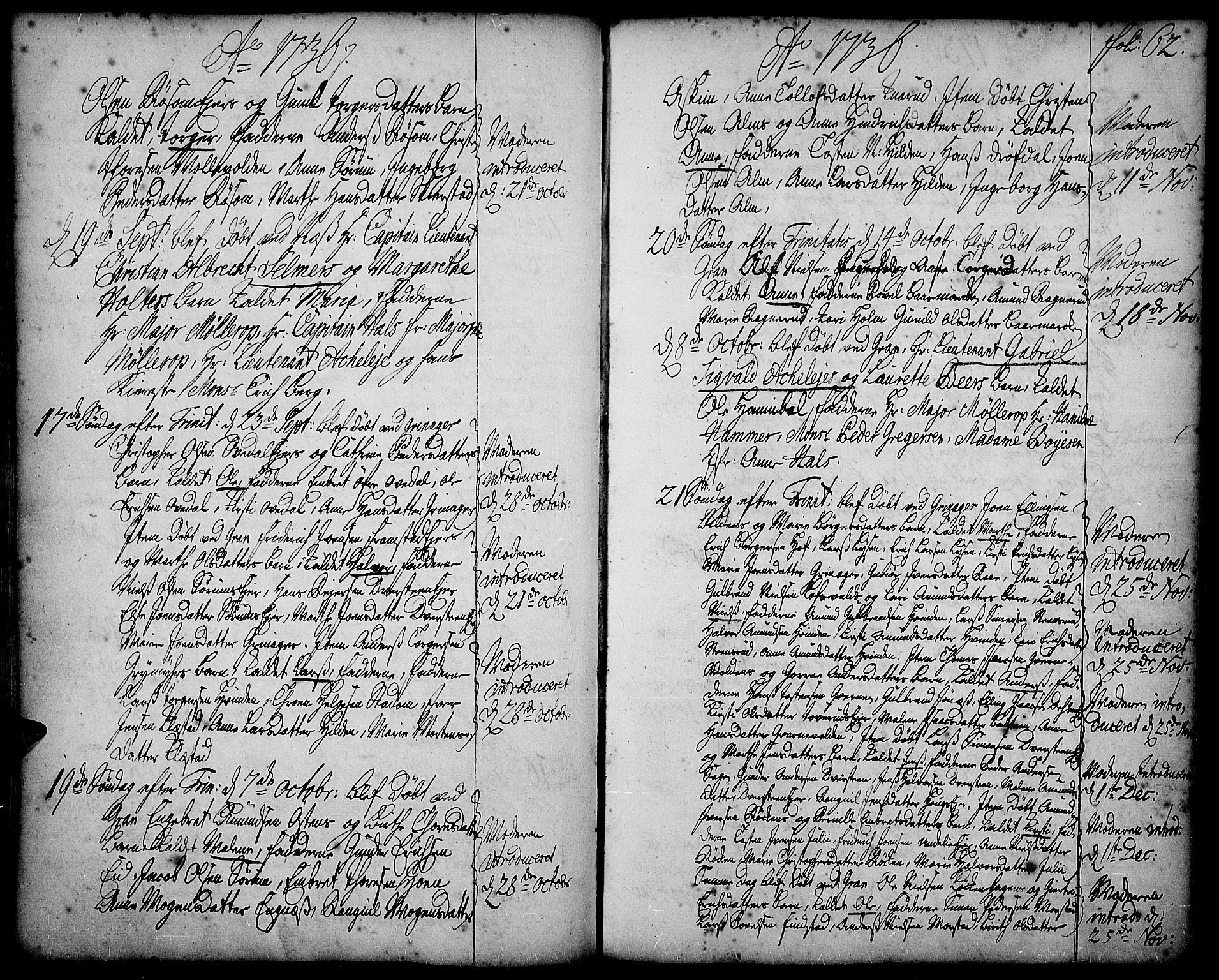 Gran prestekontor, AV/SAH-PREST-112/H/Ha/Haa/L0002: Parish register (official) no. 2, 1732-1744, p. 62