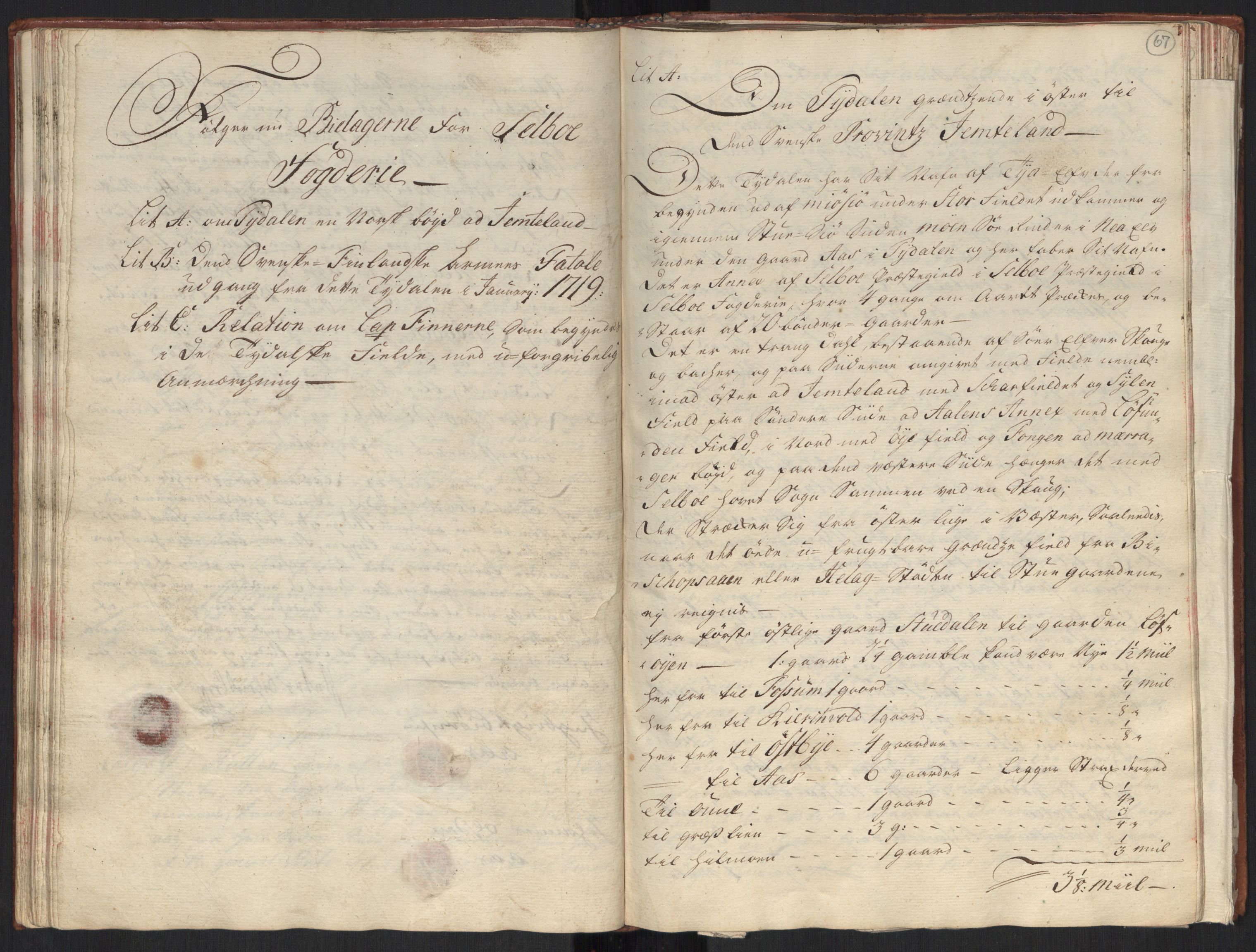 Danske Kanselli, Grensearkivet, AV/RA-EA-4062/F/L0010/0002: Volum XX-XXII / Vol. XXI: Major Schnitlers grenseeksaminasjonsprotokoll, 1. bind, 1742, p. 66b-67a