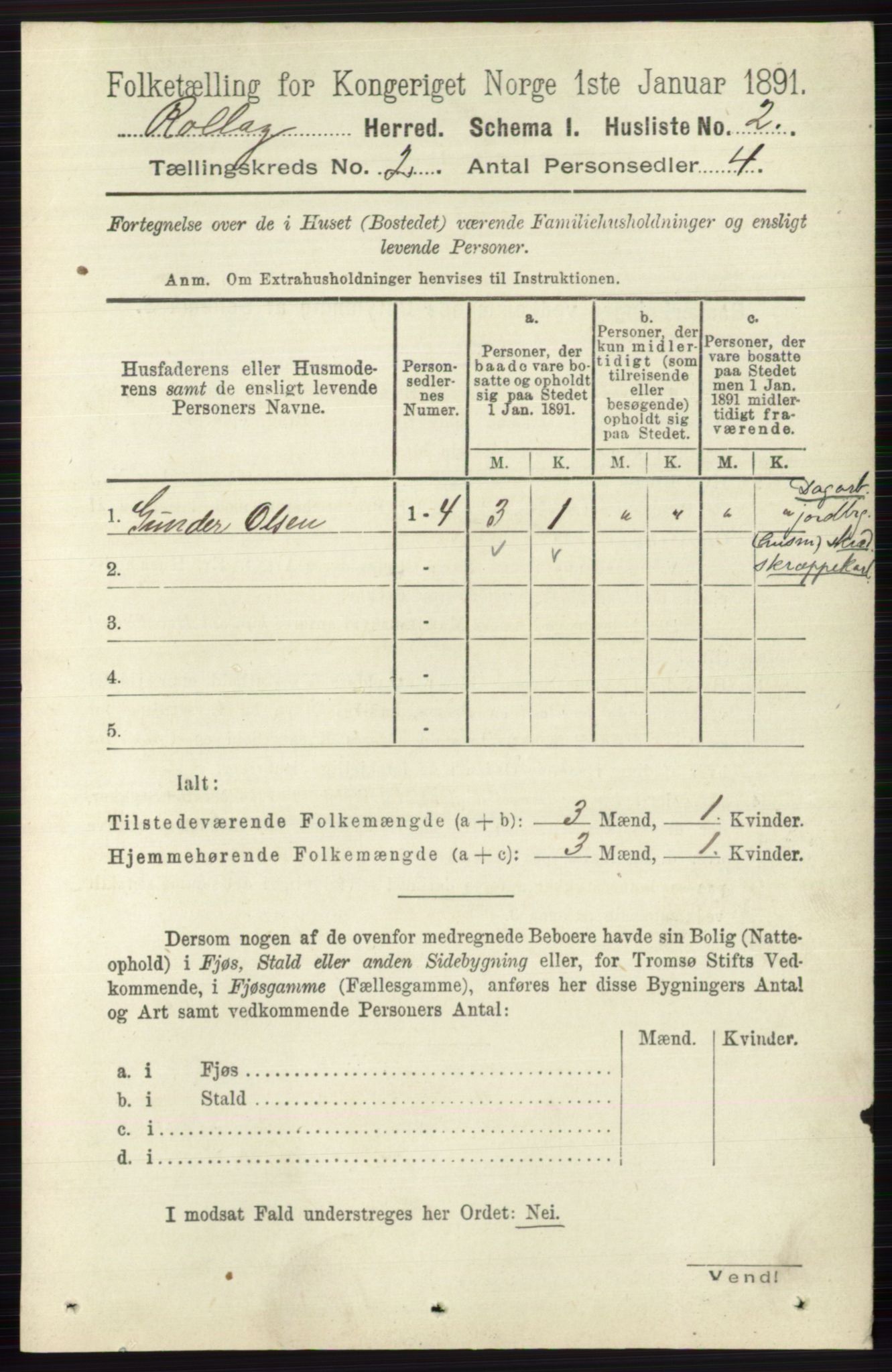 RA, 1891 census for 0632 Rollag, 1891, p. 418