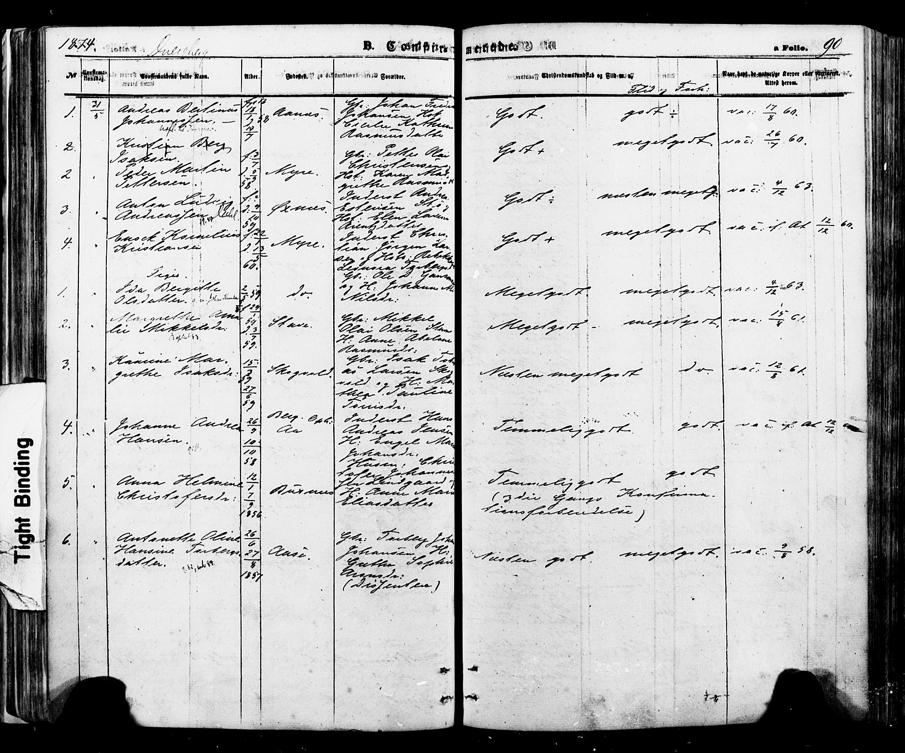 Ministerialprotokoller, klokkerbøker og fødselsregistre - Nordland, AV/SAT-A-1459/897/L1397: Parish register (official) no. 897A05 /1, 1867-1880, p. 90