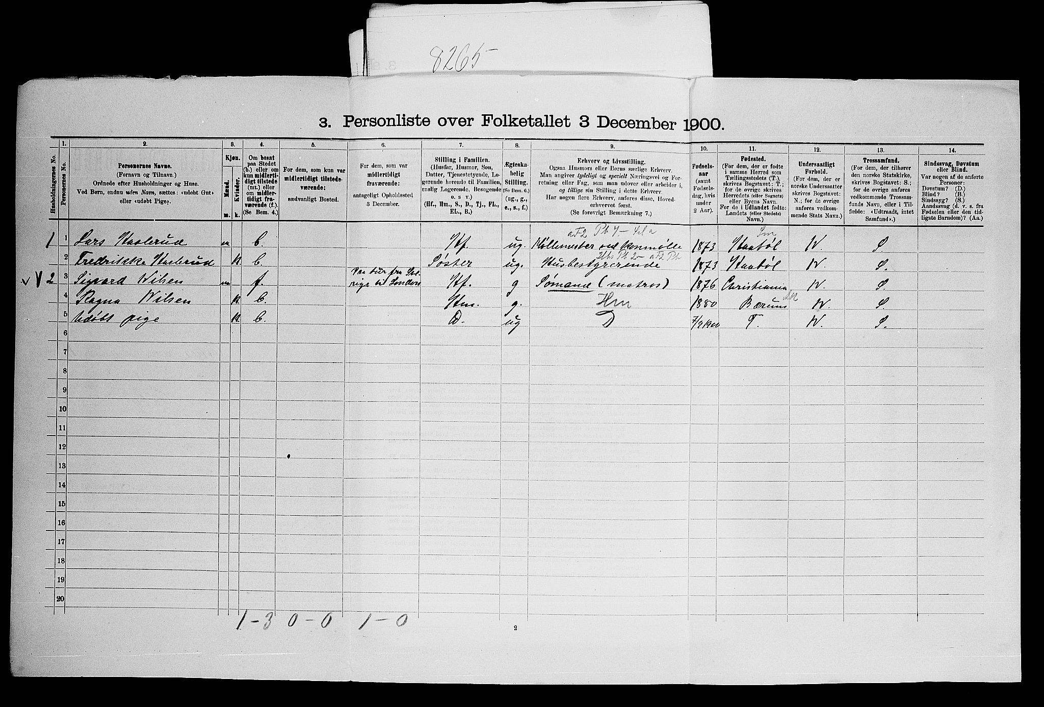 SAO, 1900 census for Asker, 1900, p. 1347