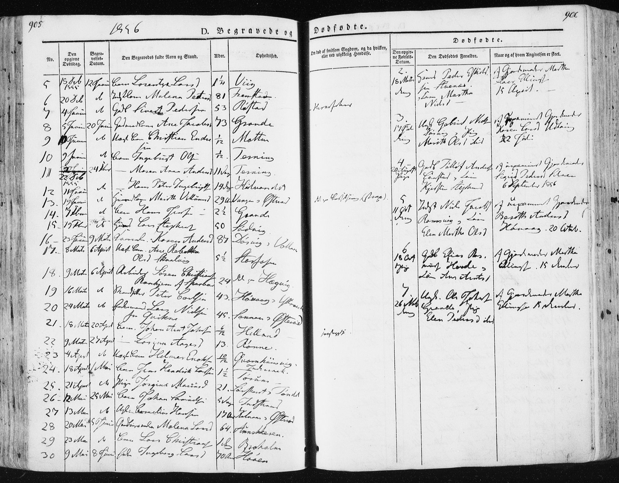 Ministerialprotokoller, klokkerbøker og fødselsregistre - Sør-Trøndelag, SAT/A-1456/659/L0736: Parish register (official) no. 659A06, 1842-1856, p. 905-906