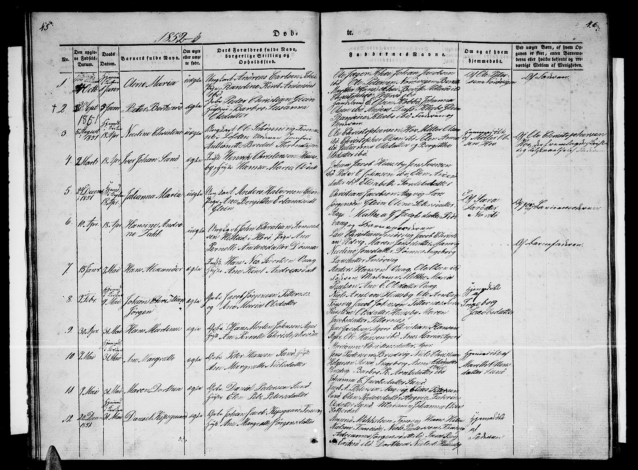 Ministerialprotokoller, klokkerbøker og fødselsregistre - Nordland, SAT/A-1459/835/L0530: Parish register (copy) no. 835C02, 1842-1865, p. 45-46
